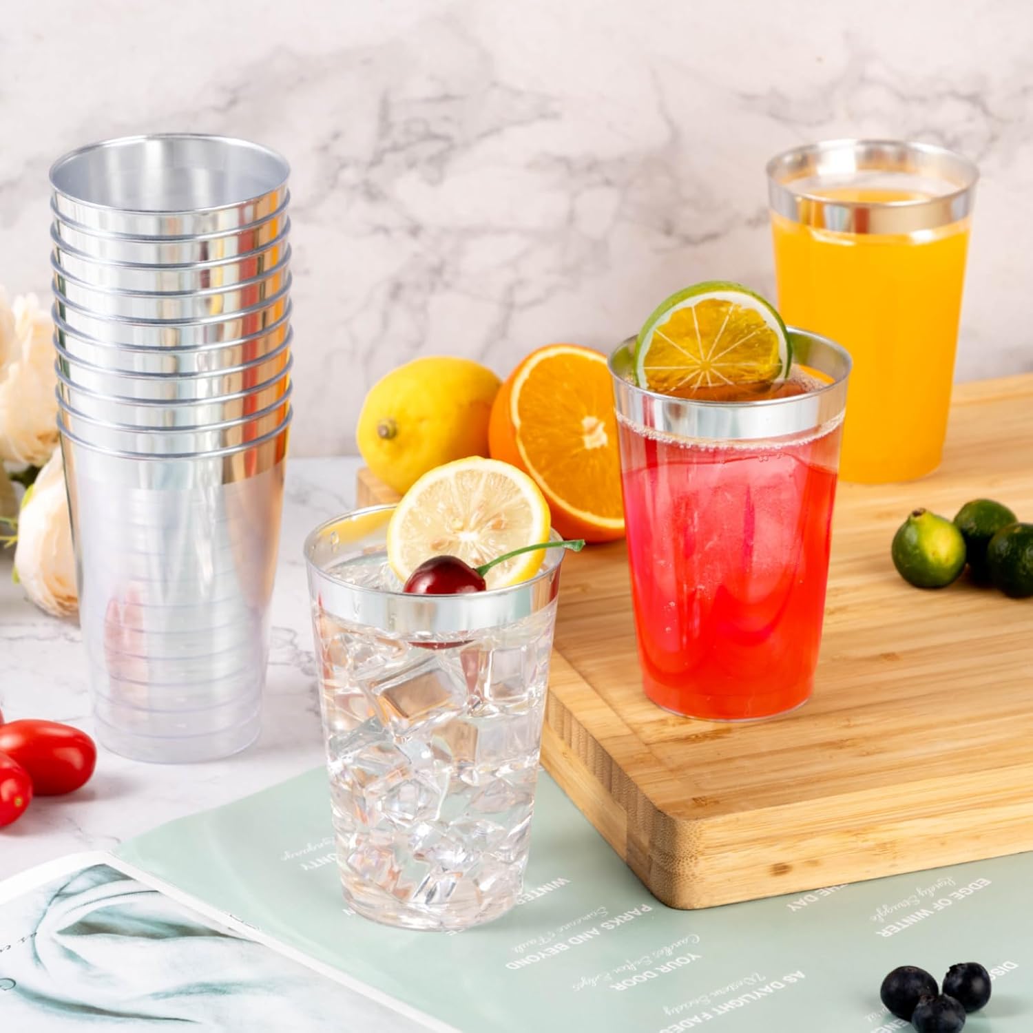 Goodluck 100PCS 12oz Silver Plastic Cups for Party