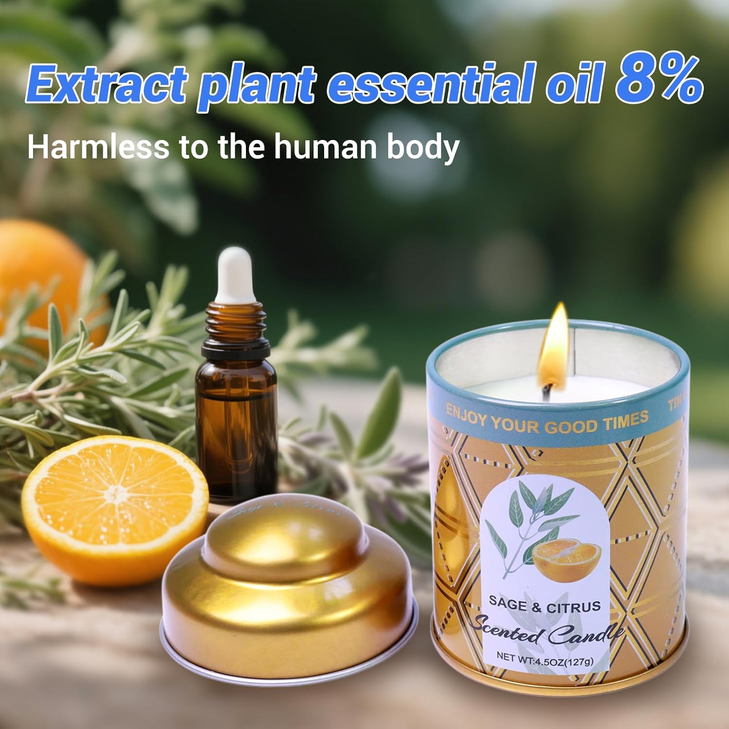 Sage Citrus Aromatherapy Candles 3-Pack for Relaxation and Sleep
