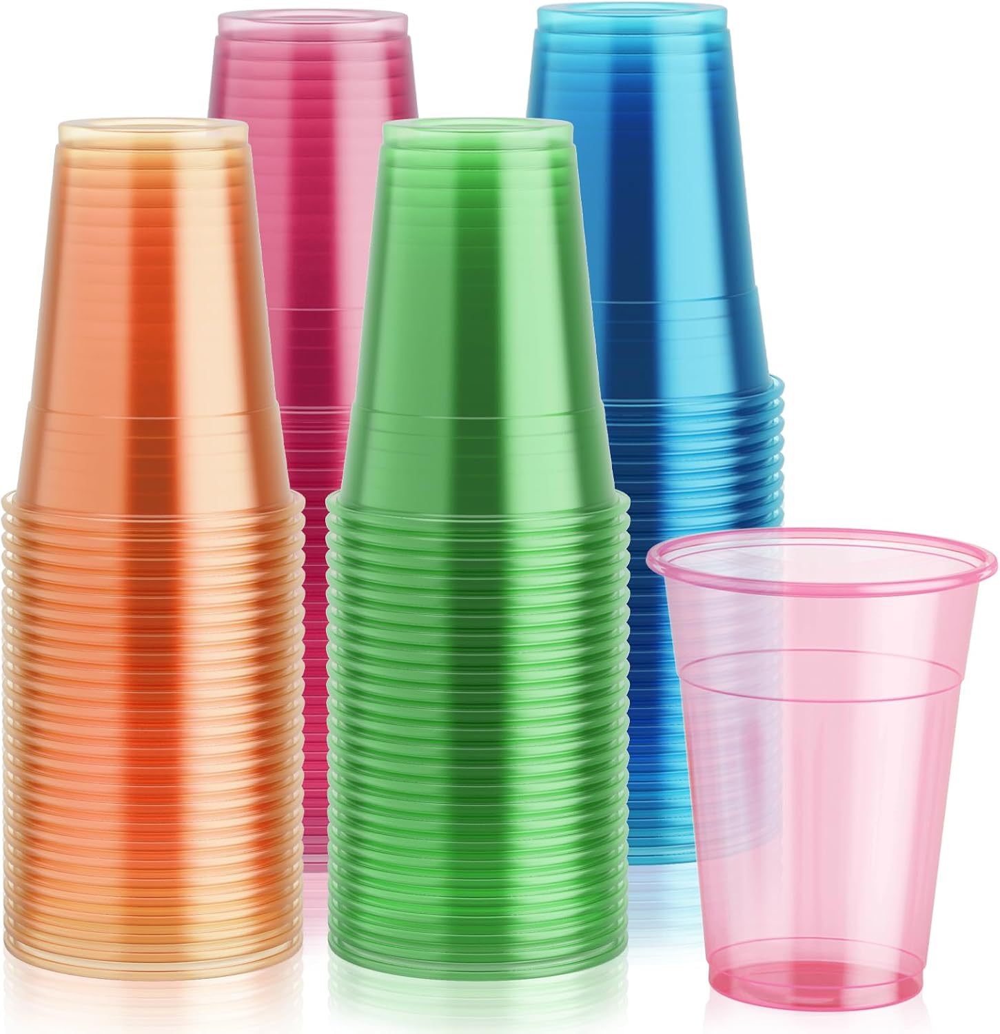 Lilymicky 100 Pack 16 oz Neon Plastic Cups for Parties