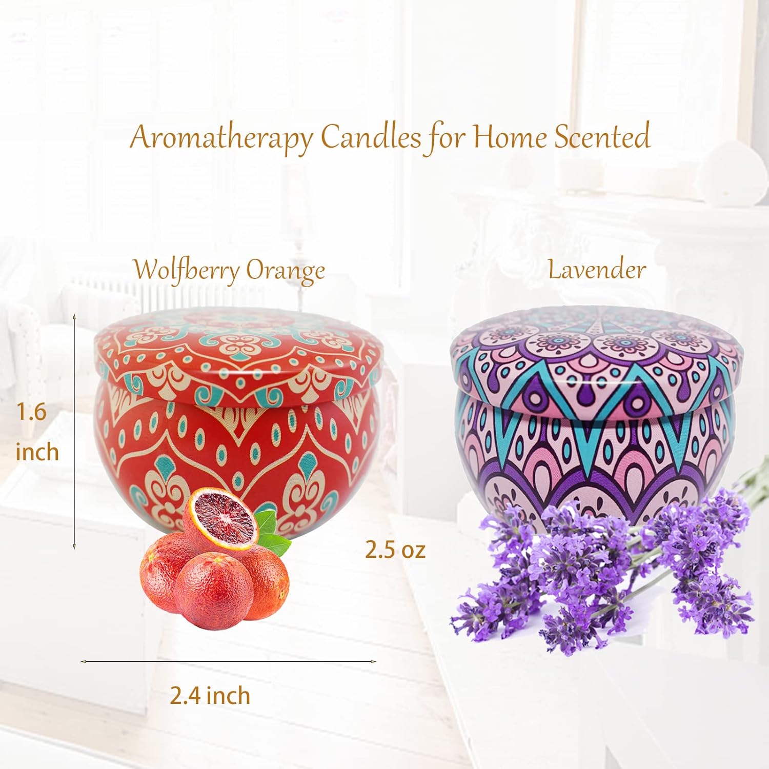 YouLain Scented Candles 2 Pack - 25 Oz Soy Wax Aromatherapy Set