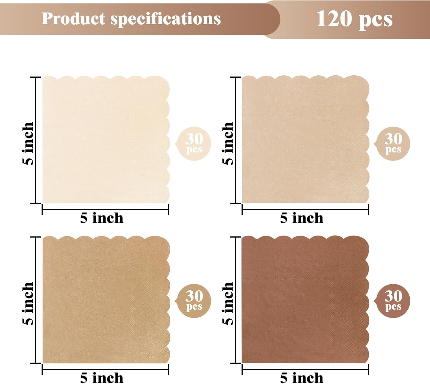 120PCS Gradient Brown Cocktail Napkins for Parties