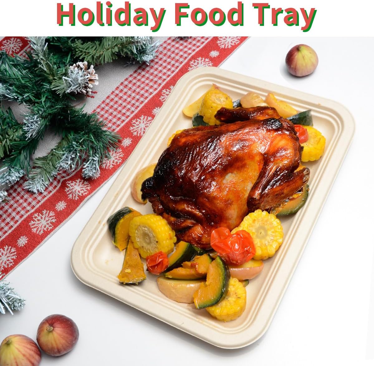 Bloomoon 50 Pack 14 Inch Food Trays Heavy Duty Disposable Plates