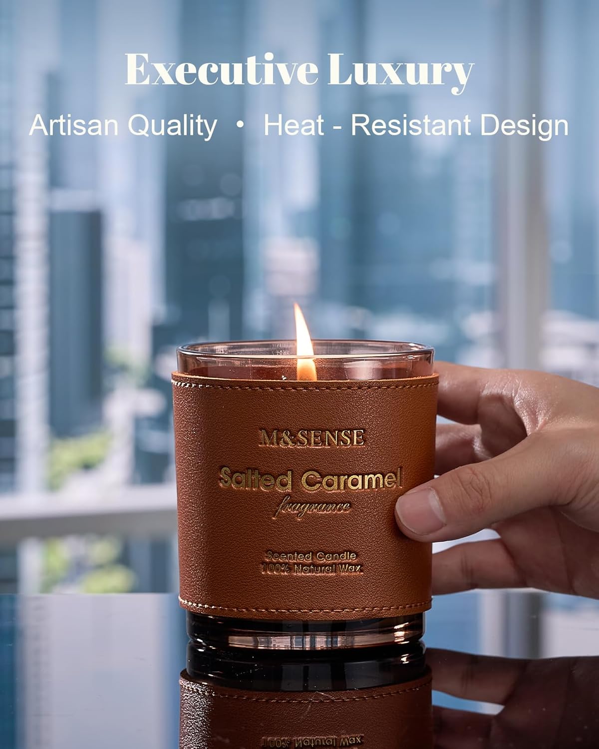 MSENSE Cinnamon Tobacco Scented Candle 10oz 42-Hour Burn