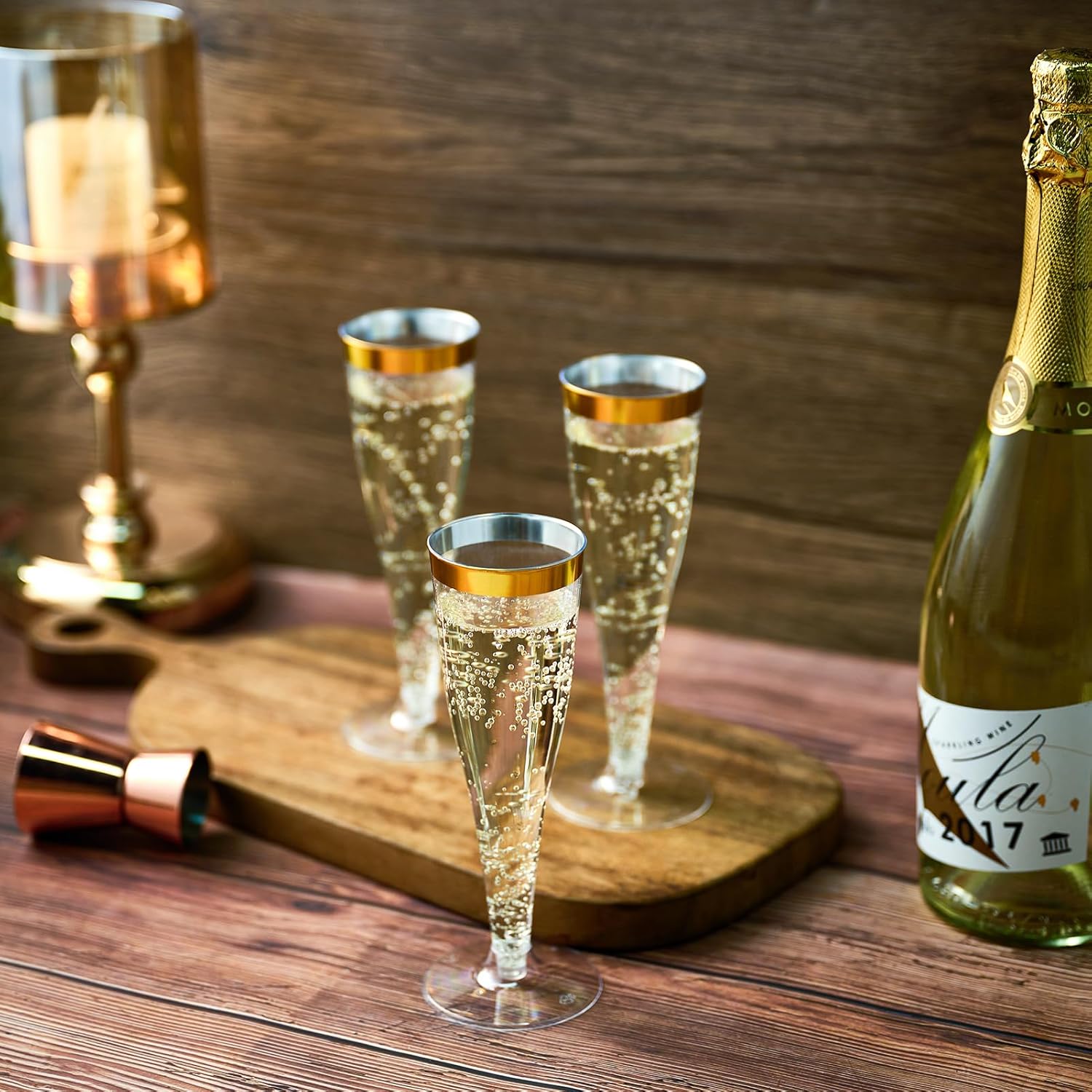FOCUSLINE 50 Pack Plastic Champagne Flutes
