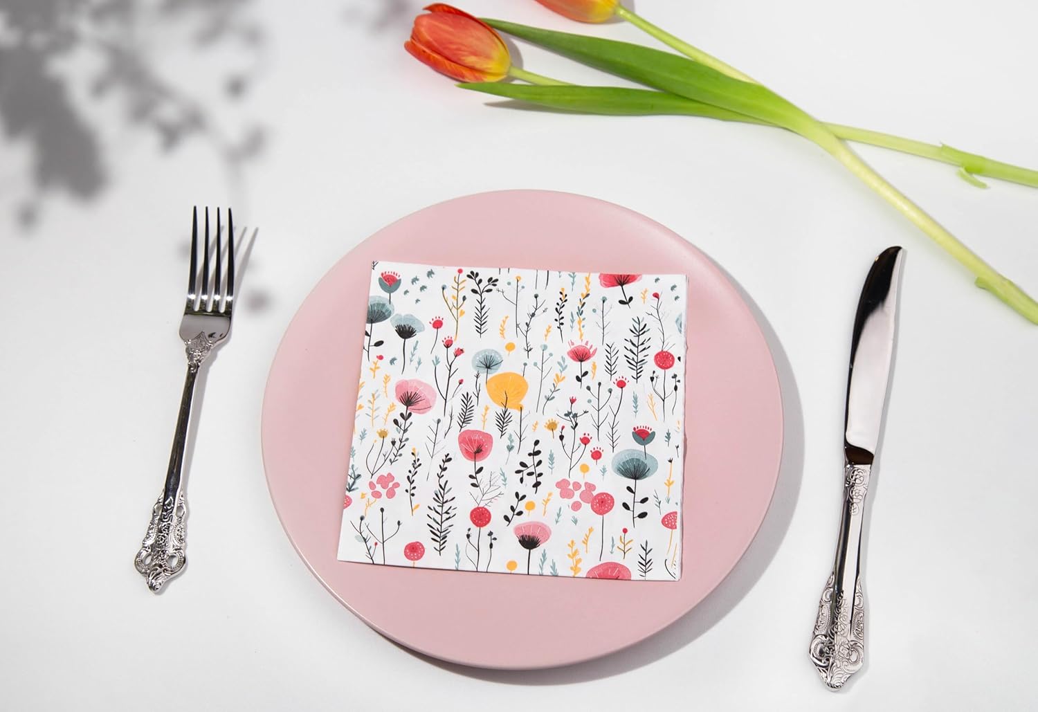 20 pcs Premium 3-Ply Floral Paper Napkins
