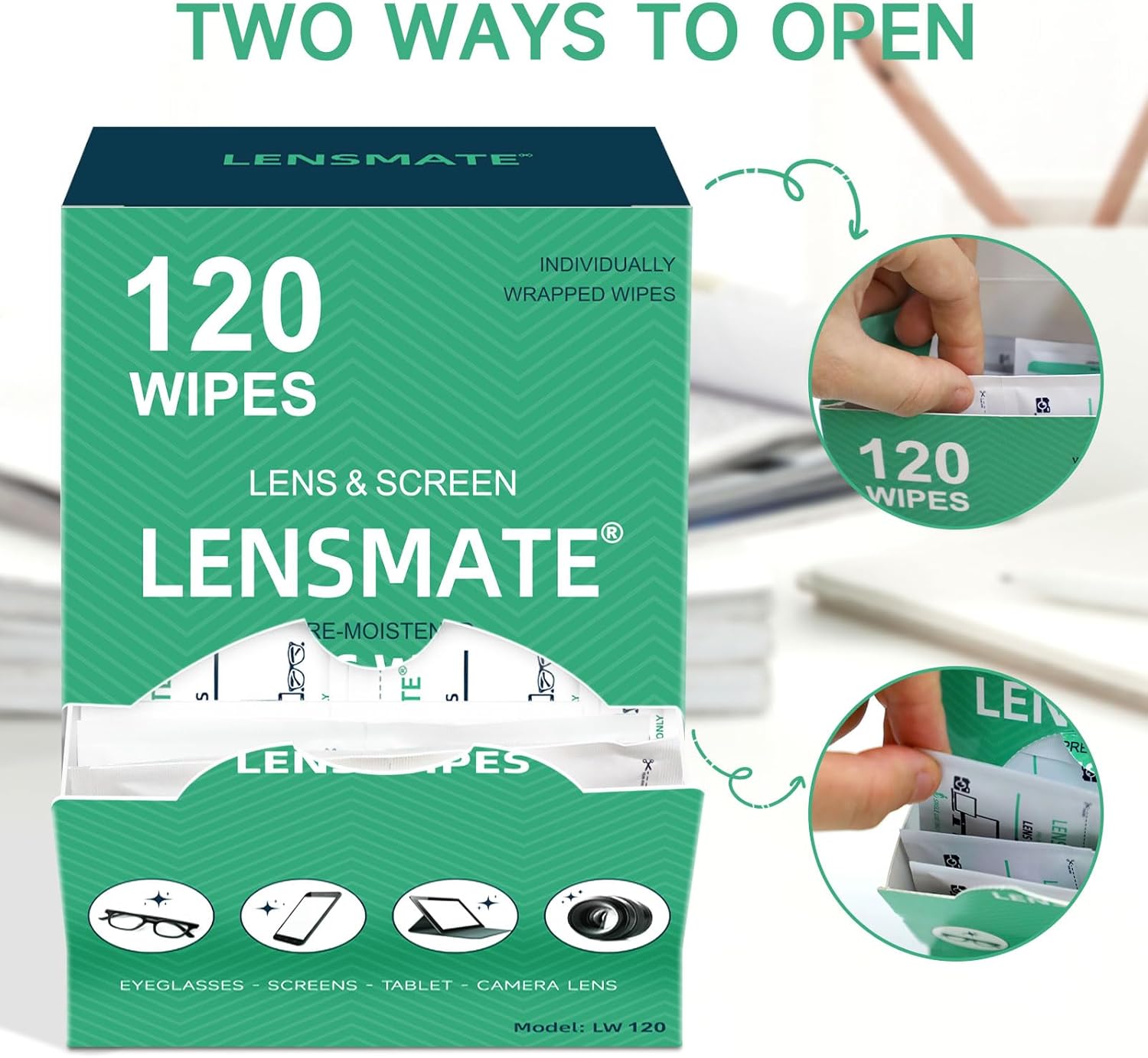 Lensmate 120 Count Pre-Moistened Eyeglass Wipes