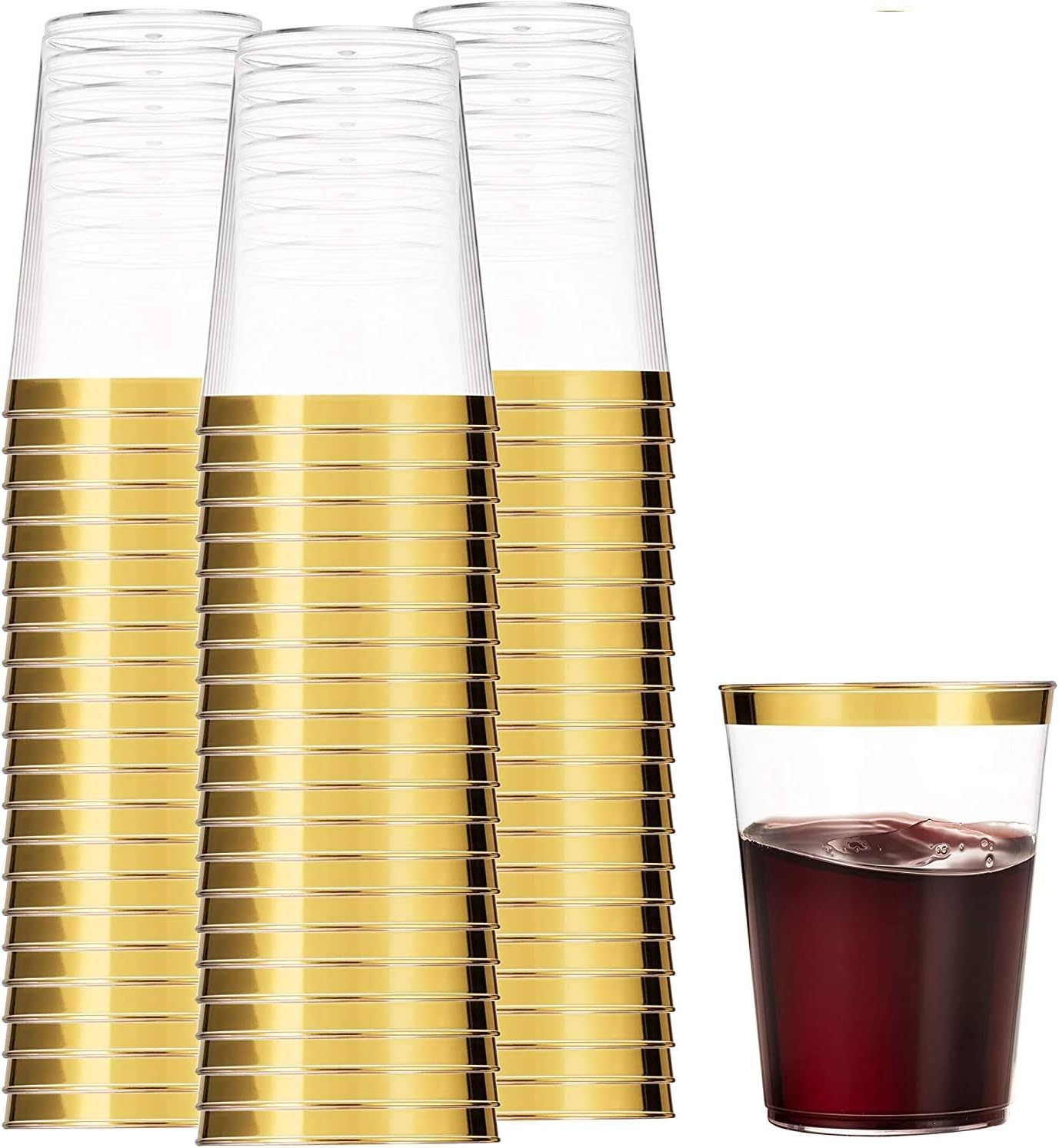Munfix Gold Plastic Cups 12 Oz Clear Tumblers