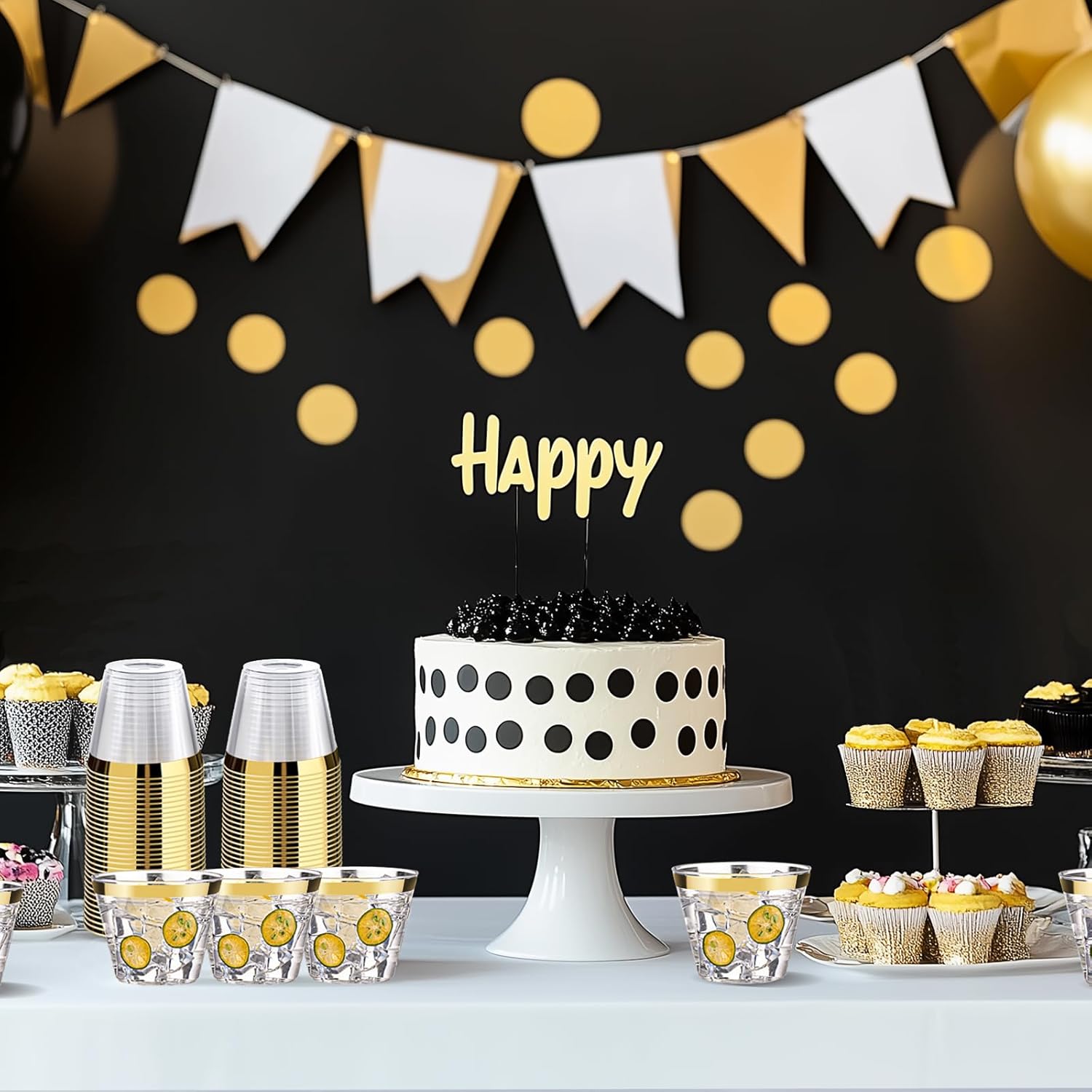 100 Pack 9 Oz Gold Plastic Cups for Parties