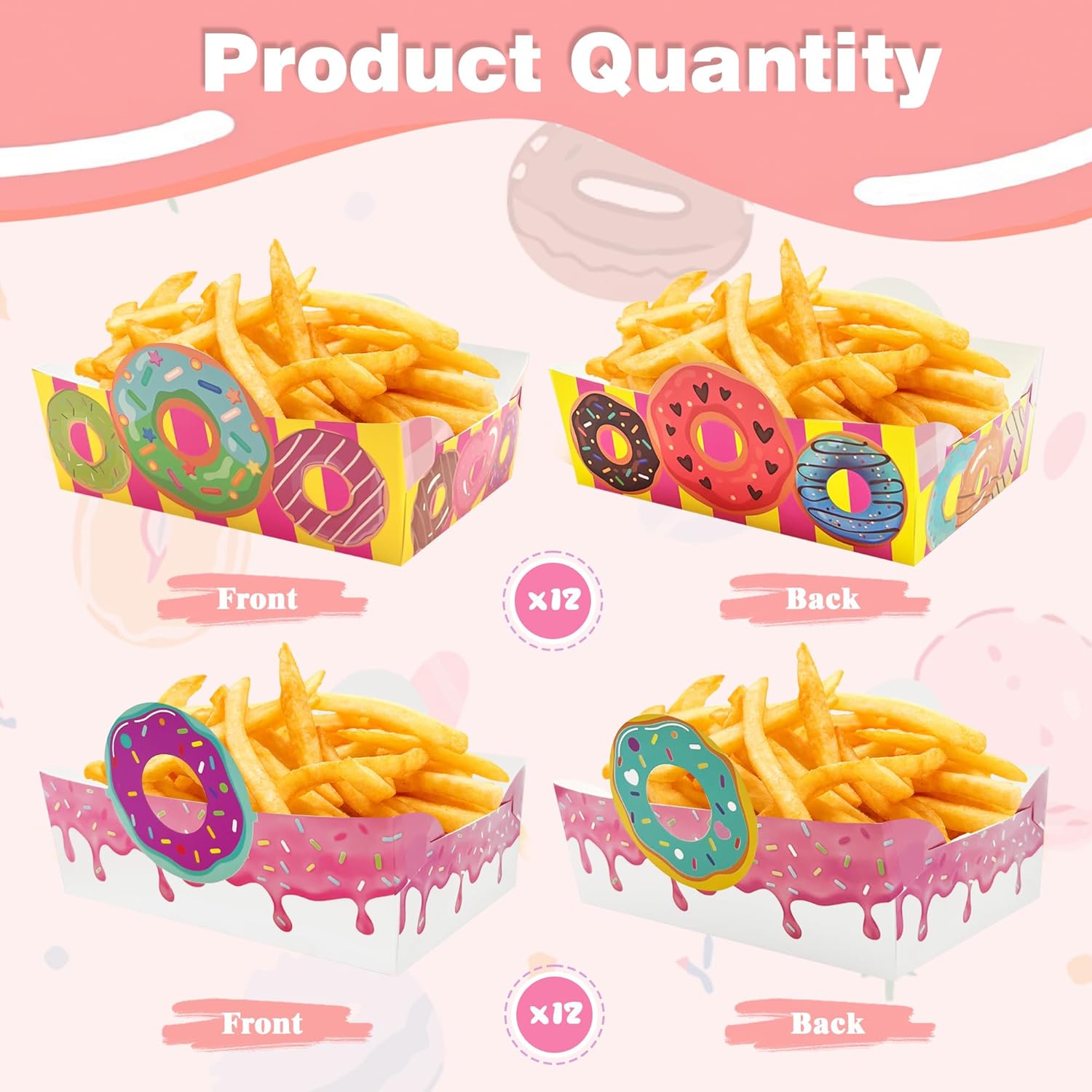 Donut Shaped Paper Snack Bowls 24pcs Birthday Party Decor