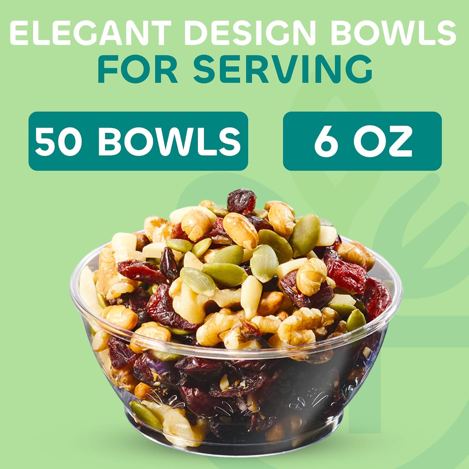JoyServe Clear Mini Plastic Bowls 50 Pack 6 Oz