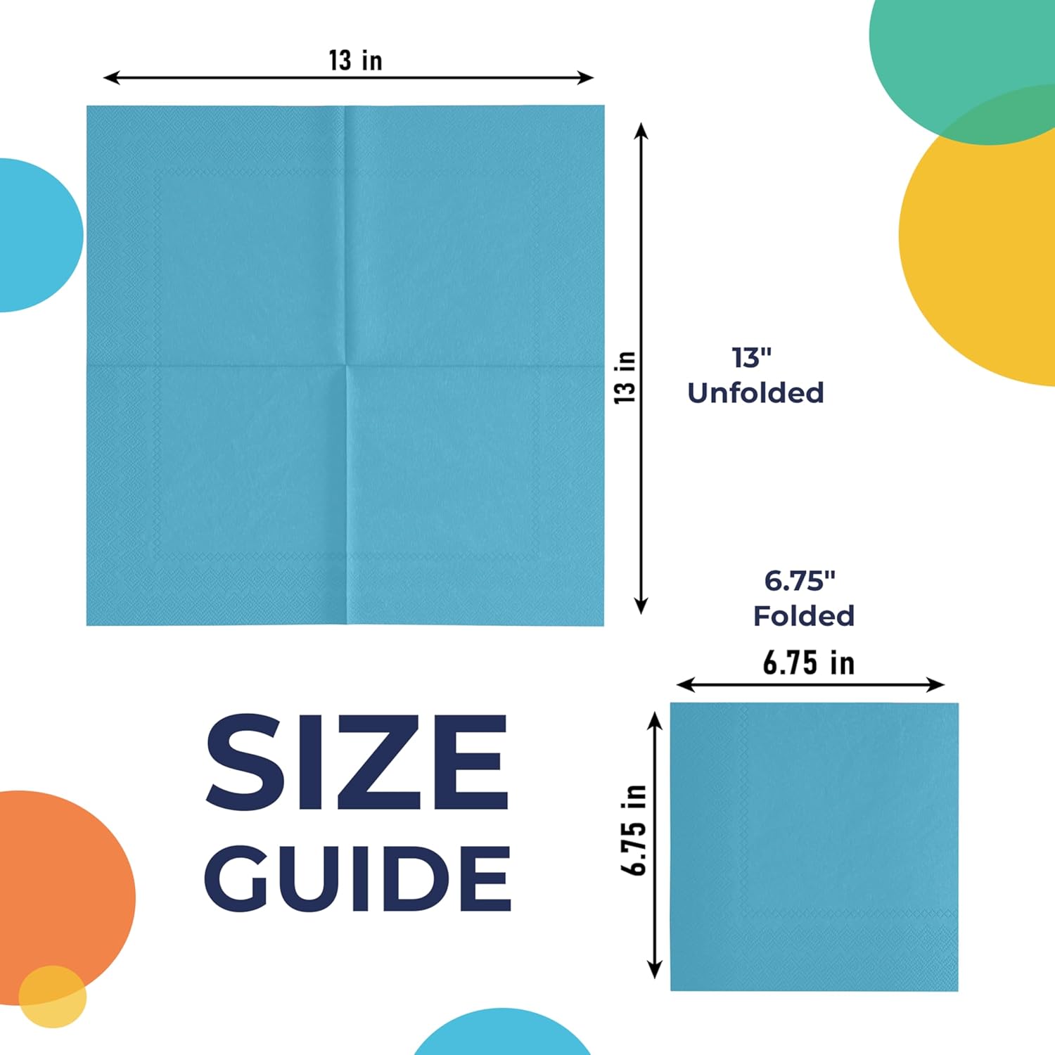 Party Solids Light Blue Disposable Napkins 100 Pcs 2 Ply