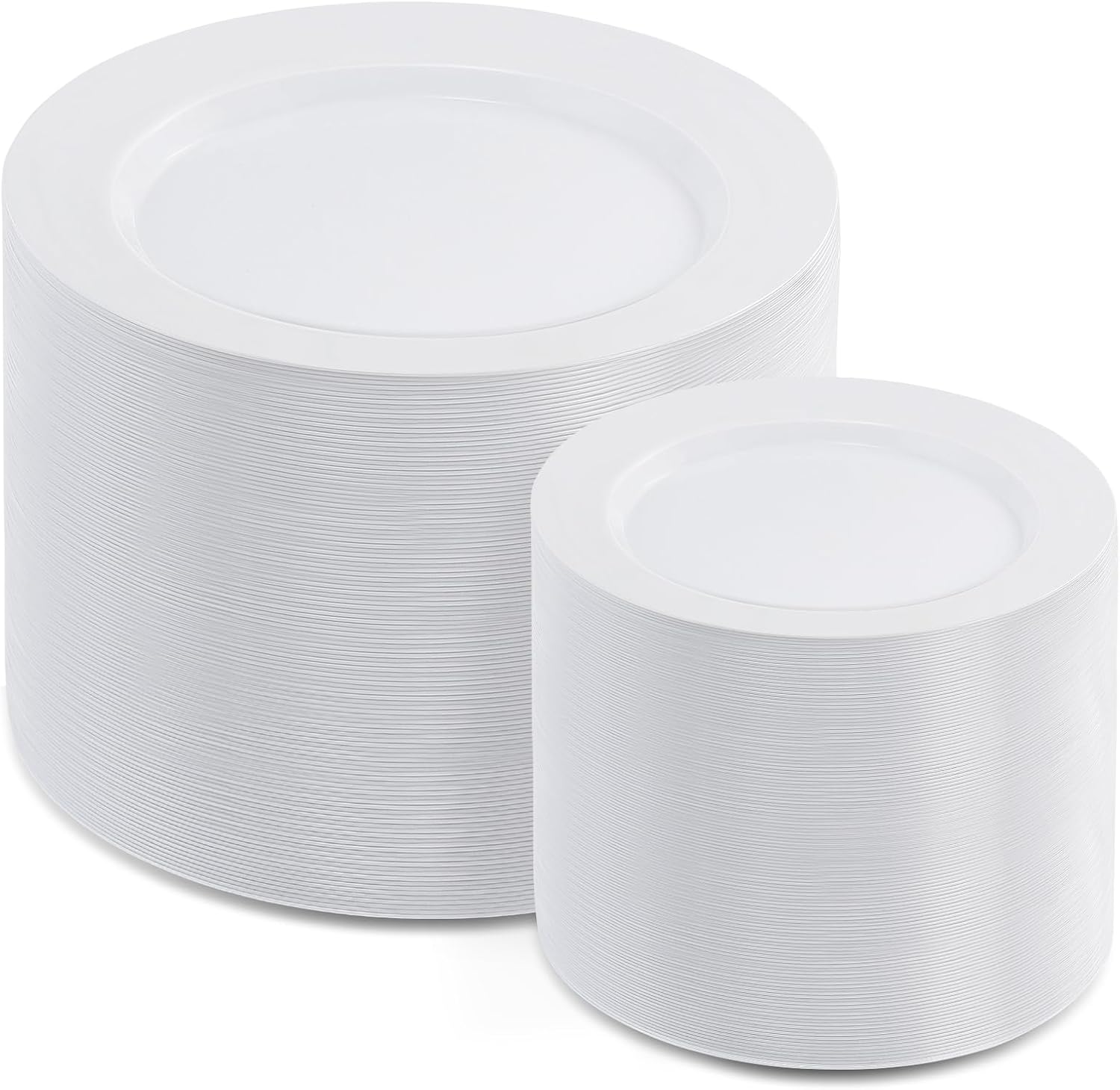 AOZITA 200pcs White Plastic Plates for Party