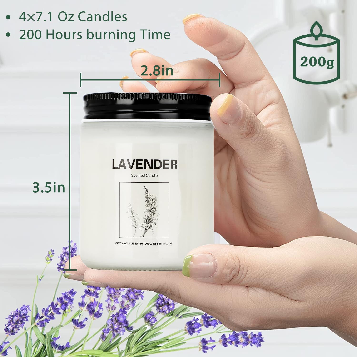 Scented Candle Set 4 Pack - Natural Soy Wax Aromatherapy Candles
