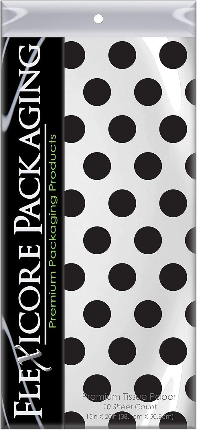 Flexicore Packaging Black Polka Dot Tissue Wrap 15x20