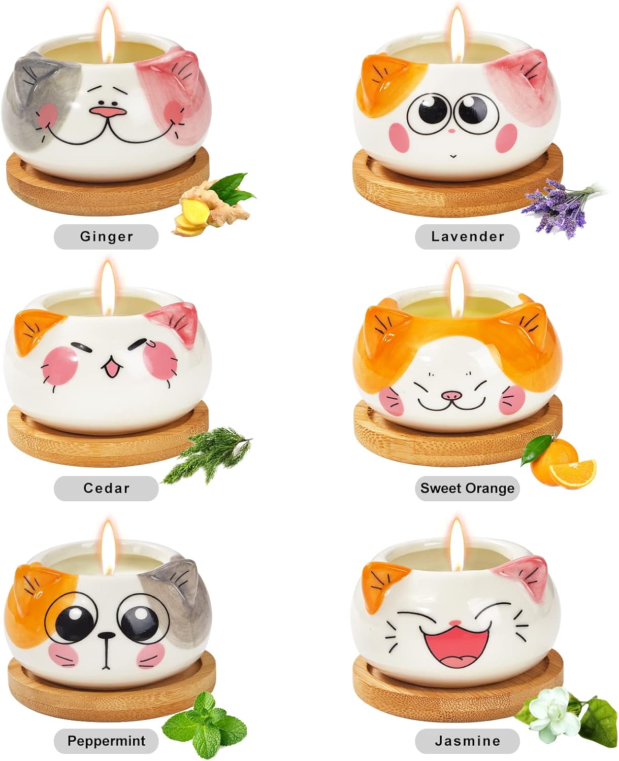 Kinforse Scented Candles 6 Pack Cat-Themed Gifts for Women