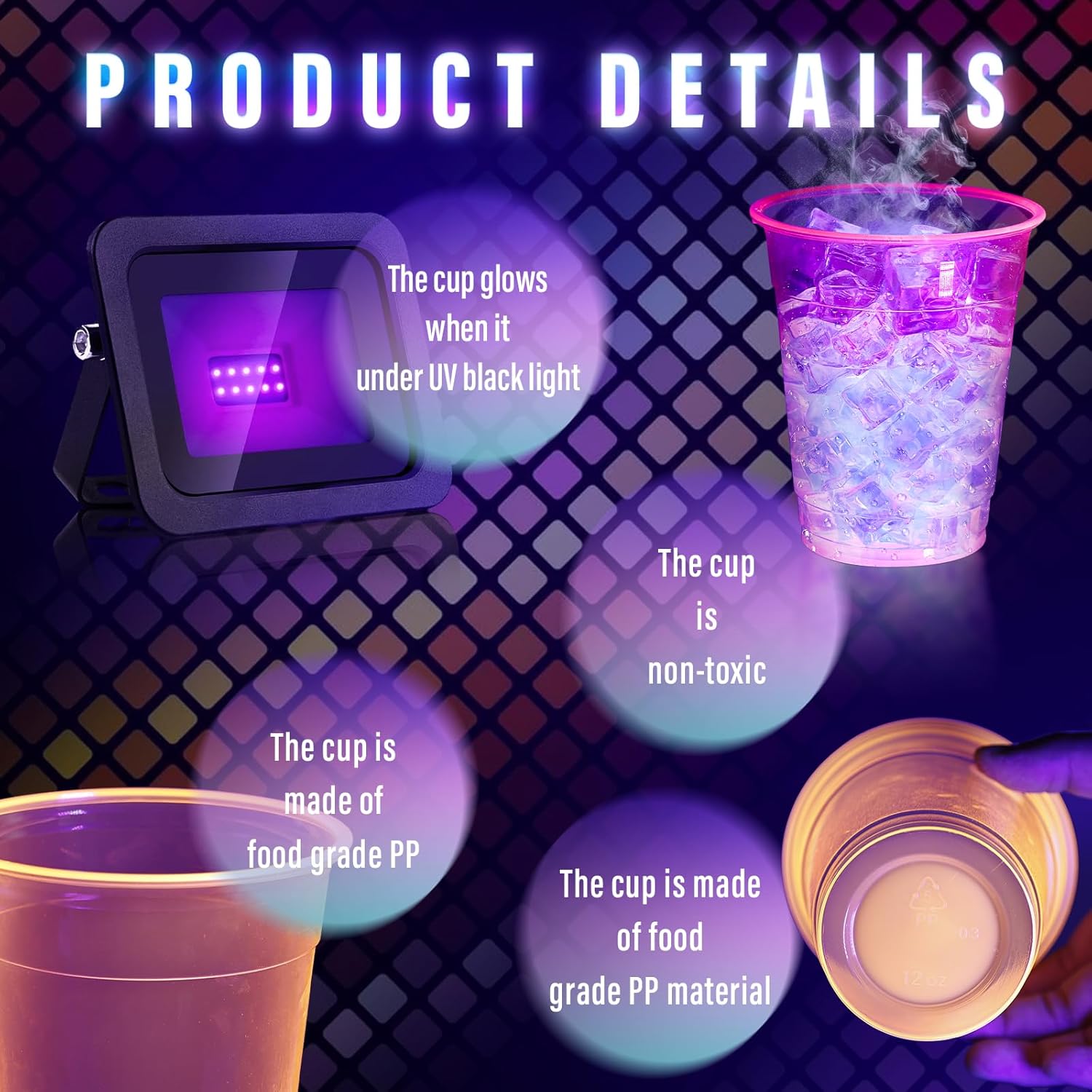 KesaPlan 120 Piece Neon Glow Cups 12 OZ