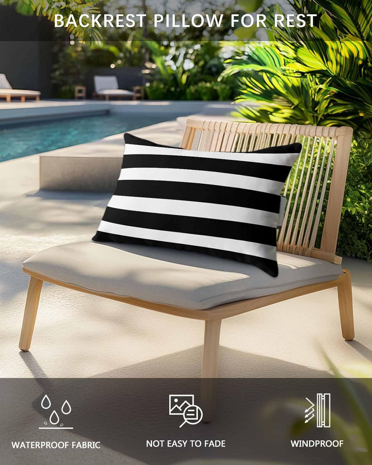 Adjustable Head Pillow with Elastic Strap for Garden and Chaise Lounge