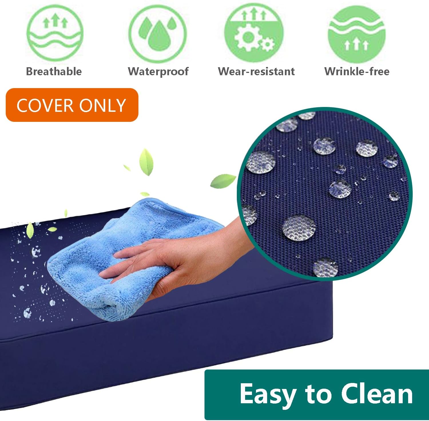 Oslimea 4-Piece Outdoor Cushion Covers Set - Water Resistant Zipper Design Grey