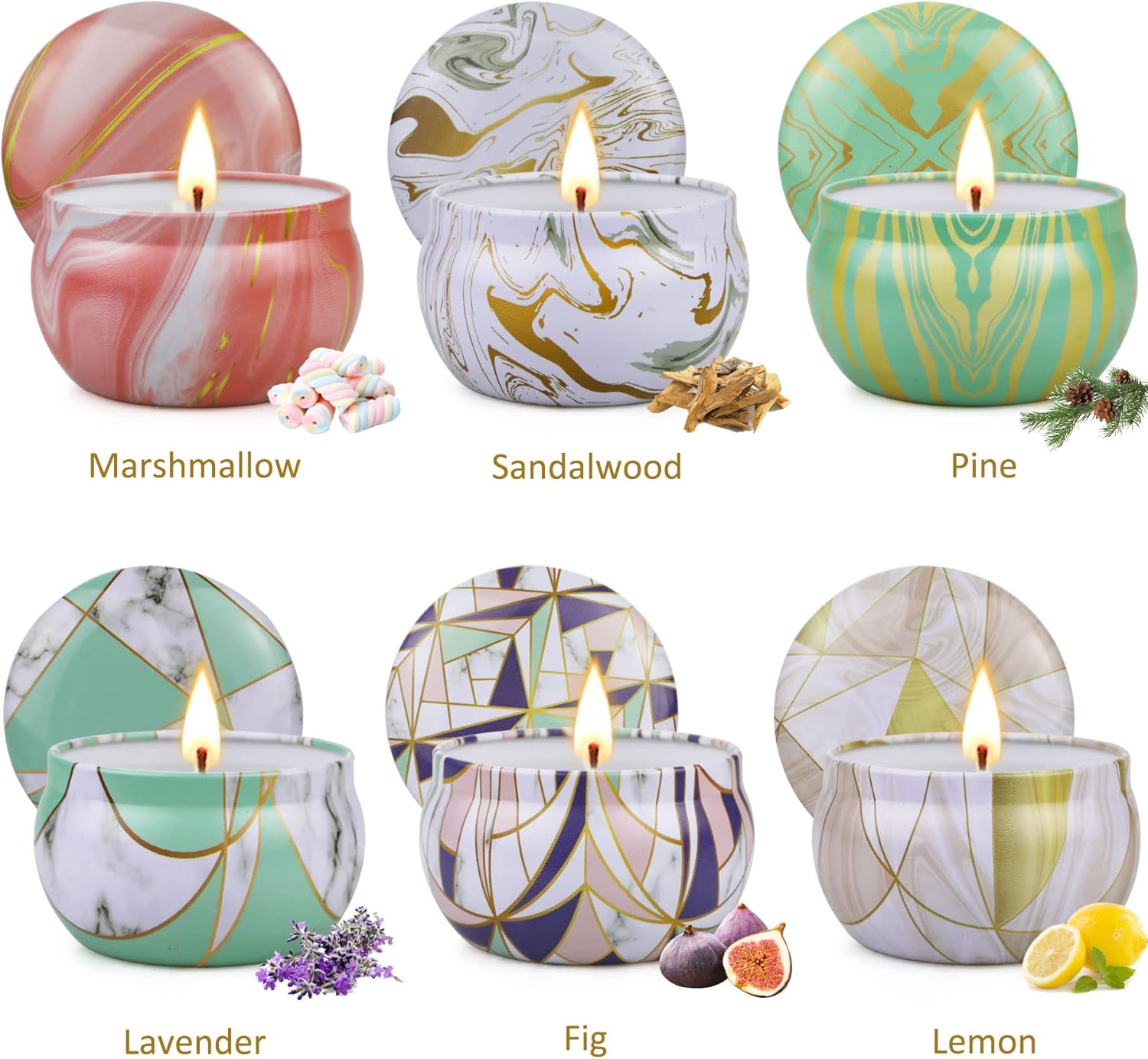 6 Pack Scented Candles Gift Set for Home Aromatherapy