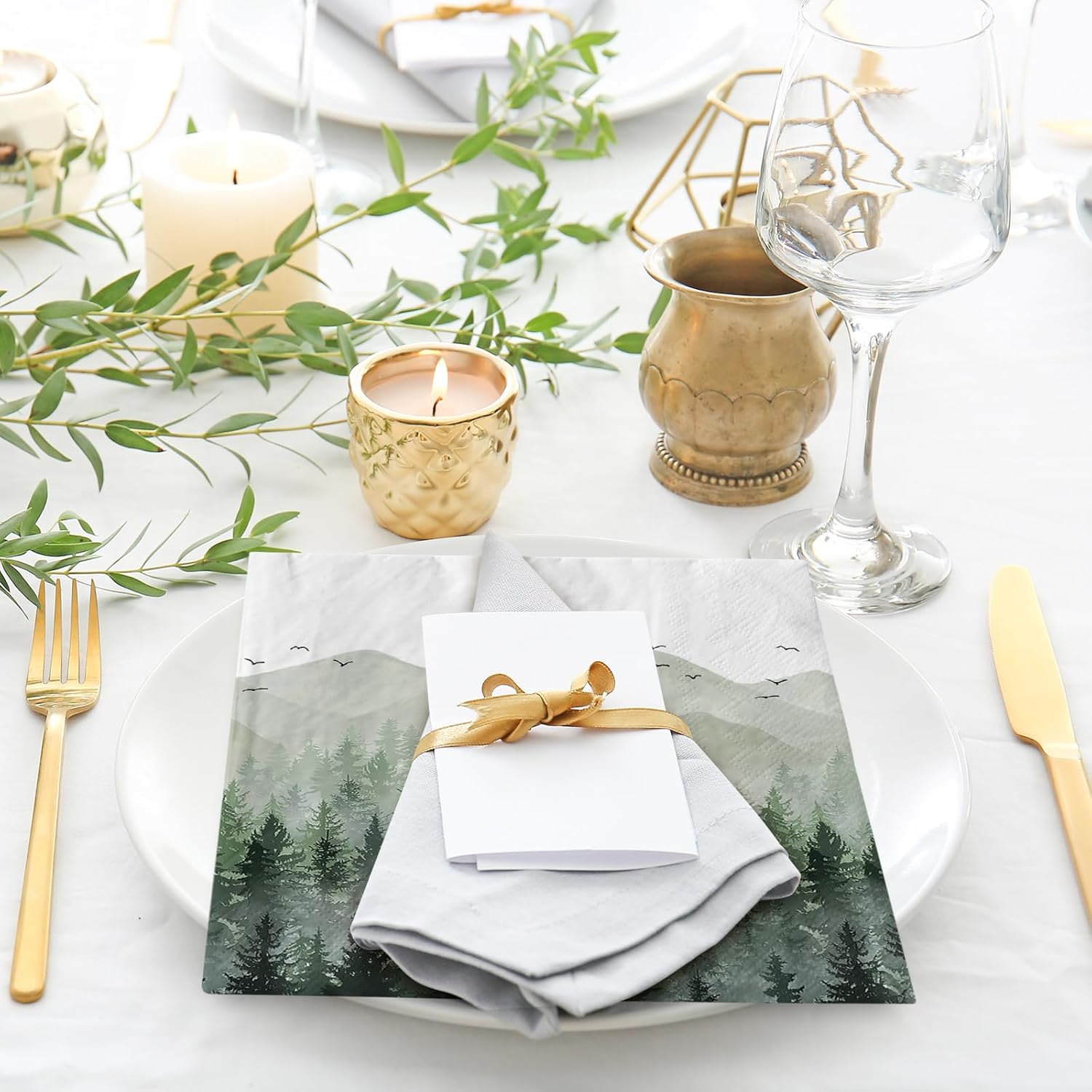 AnyDesign 80 Pack Green Misty Forest Paper Napkins
