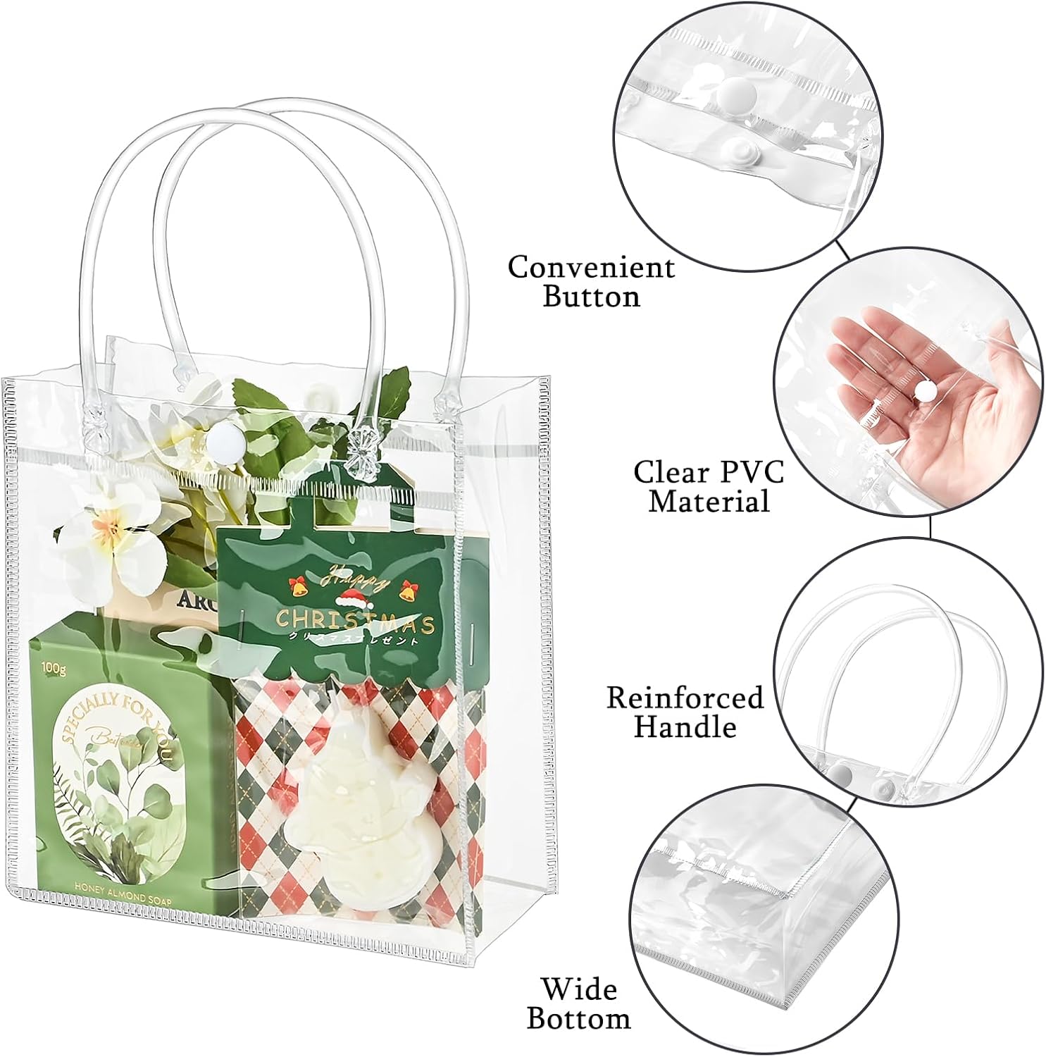 Ohuimrt 30 PC Clear Gift Bags with Handles and Ribbon
