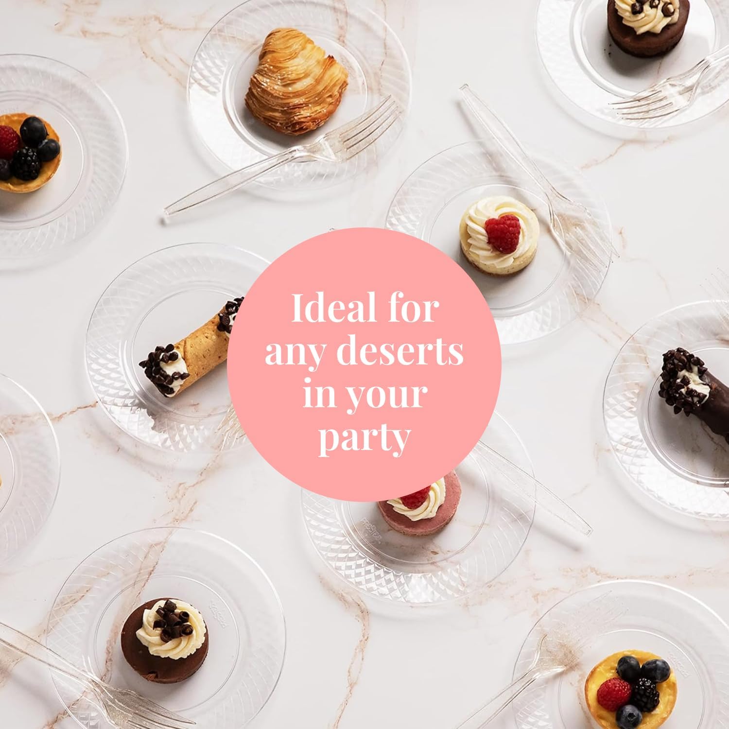 Prestee 100 Pack Clear Plastic Plates for Parties