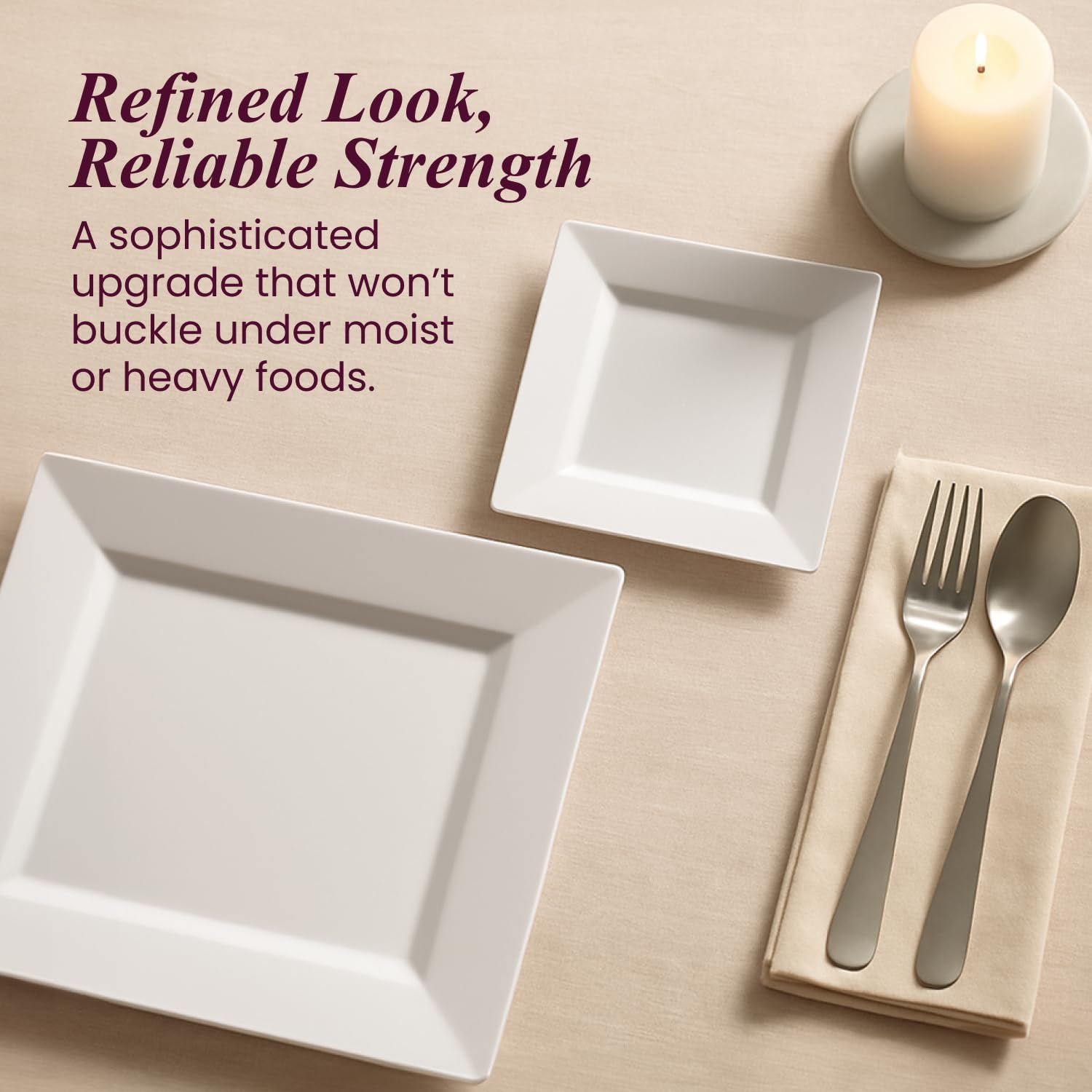Ayas 60ct White Square Plastic Party Plates