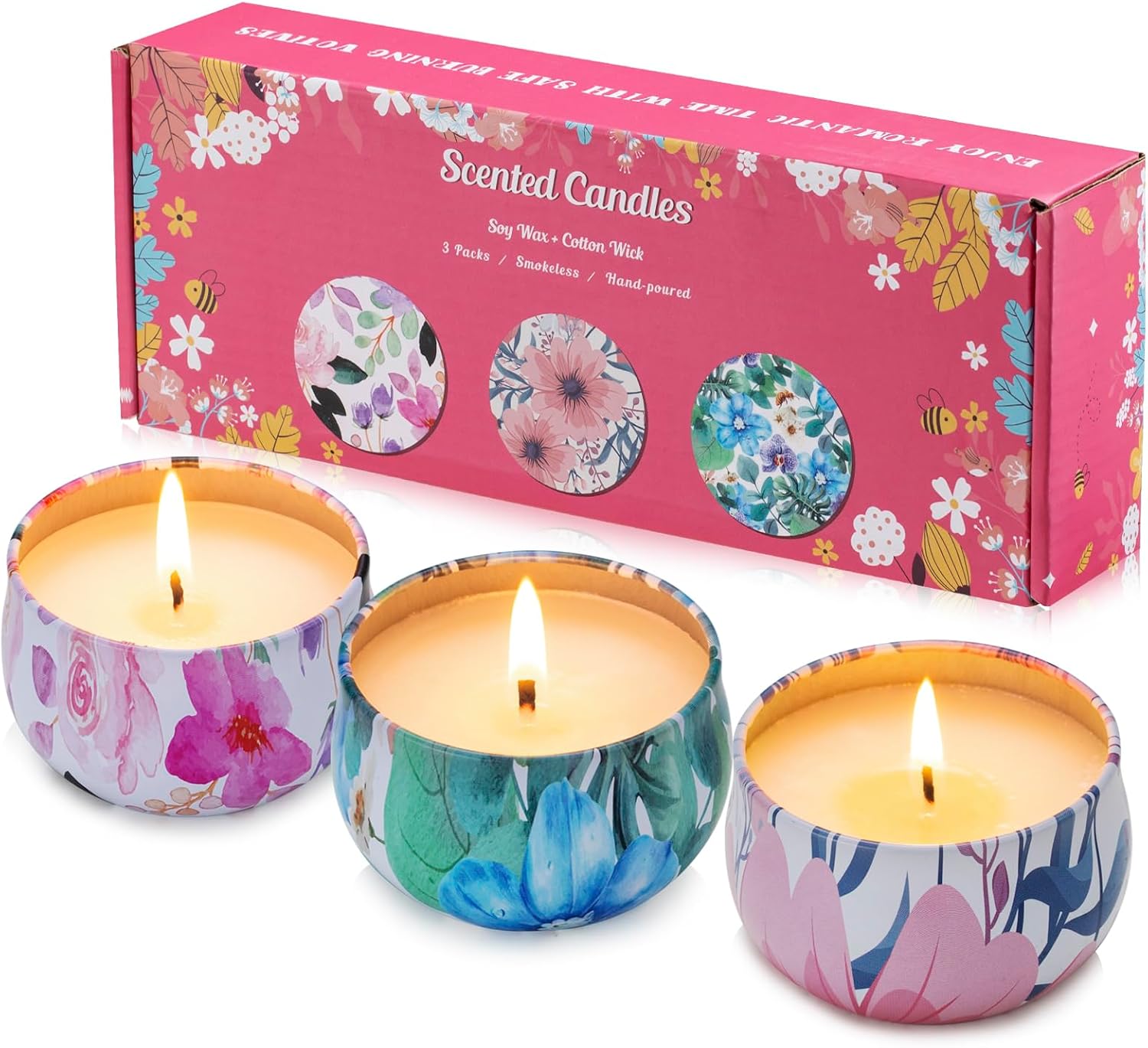 Hausware 3 Pack Scented Candles with 72H Burning Time