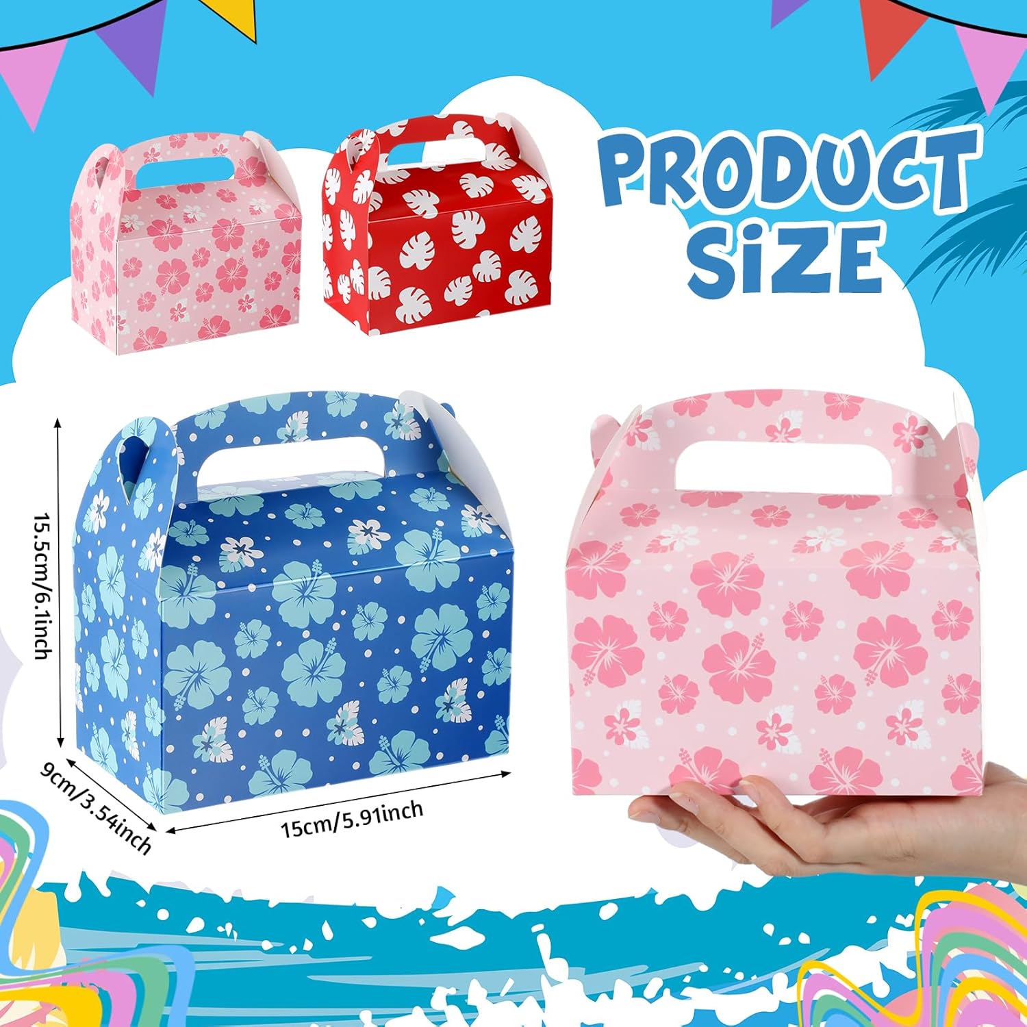 Marspark 24 Pack Cartoon Gift Boxes with Handles