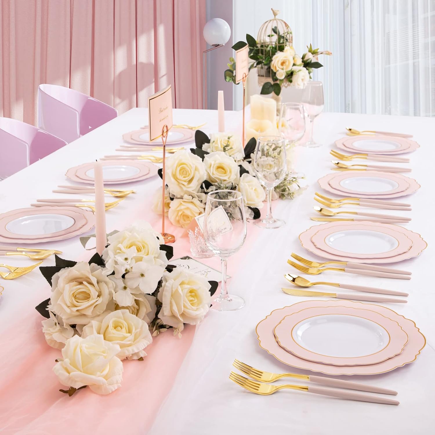 Rubtlamp 90Pcs Gold Plastic Silverware Set