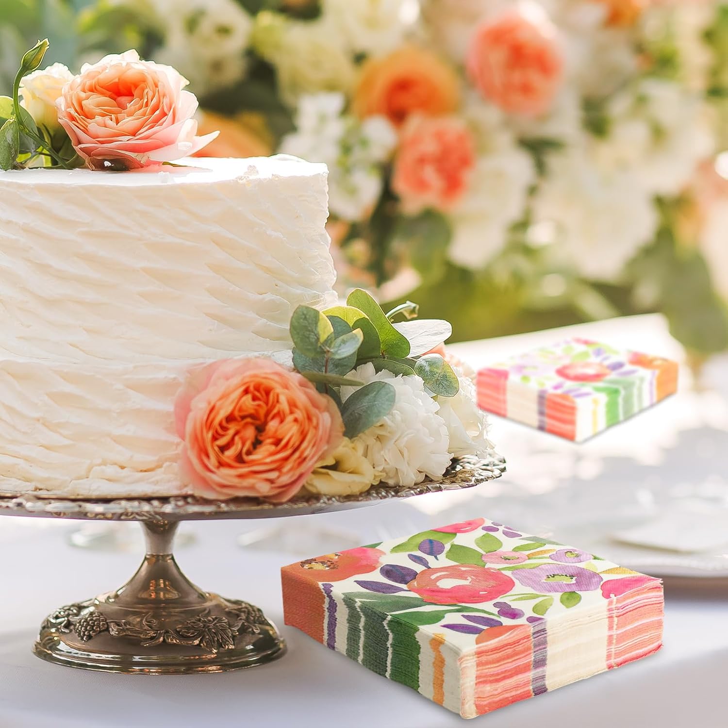80Pcs Floral Watercolor Dinner Napkins
