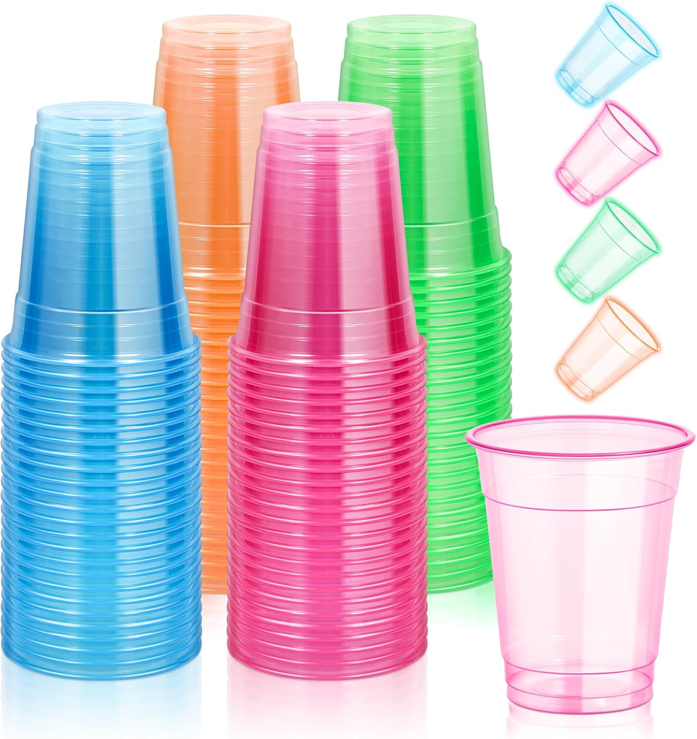 KesaPlan 120 Piece Neon Glow Cups 12 OZ
