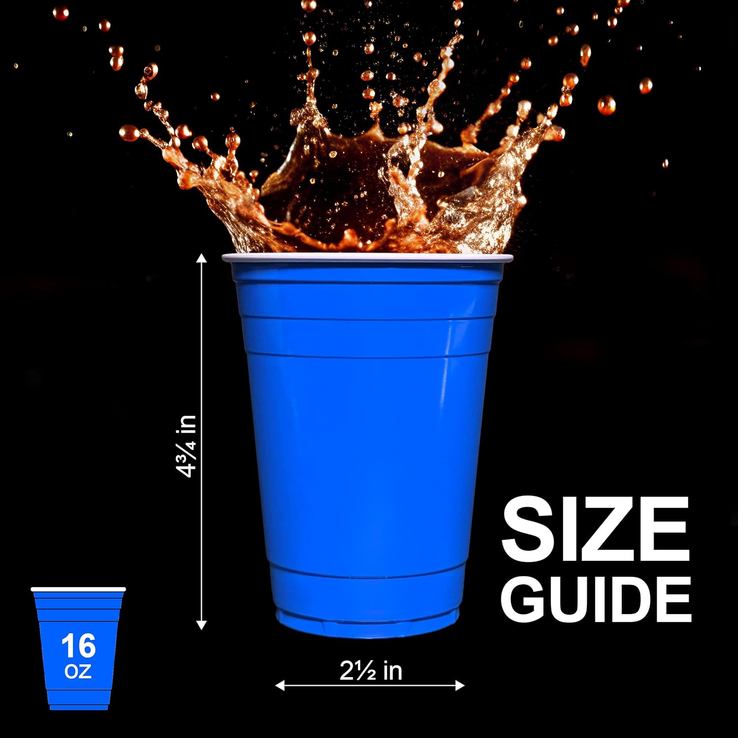 PAMI Blue Plastic Party Cups 30 Pack 16oz