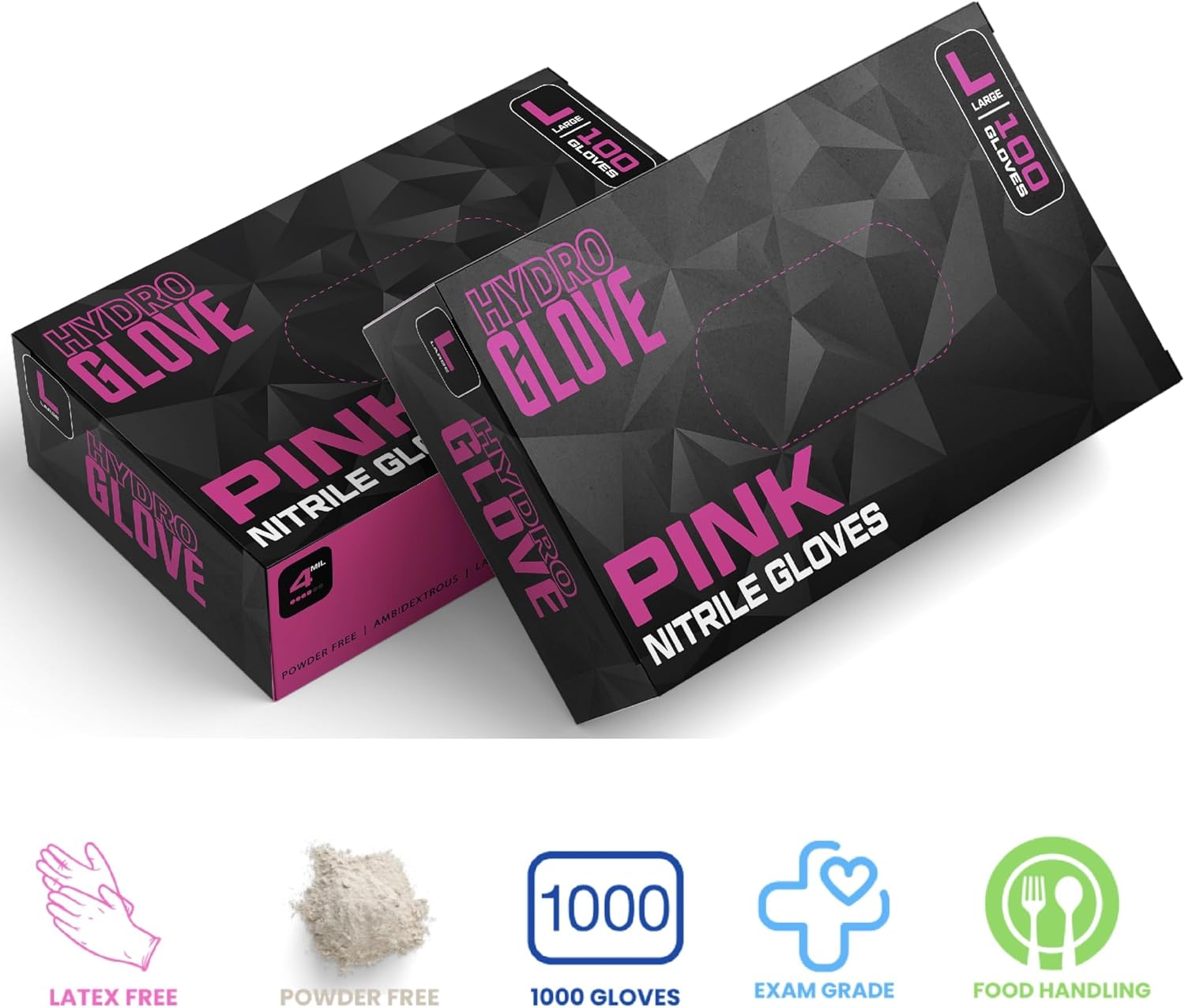4 Mil Pink Nitrile Gloves Case of 1000 Heavy Duty