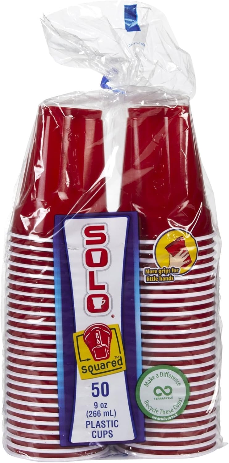 Solo Plastic Party Cups Red 9 oz 50 ct