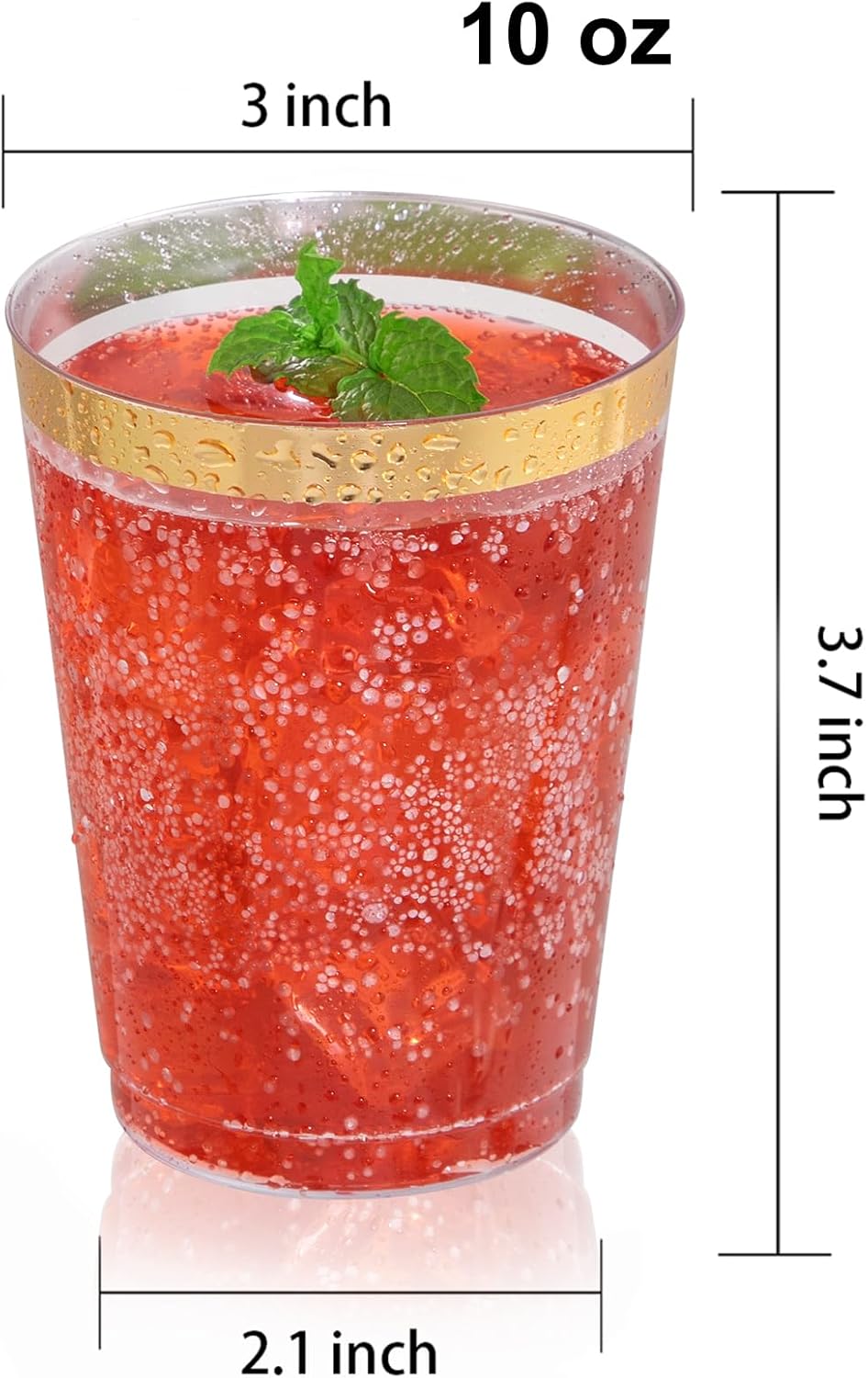 DaYammi 200 Pack 10 Oz Gold Rimmed Plastic Cups for Parties