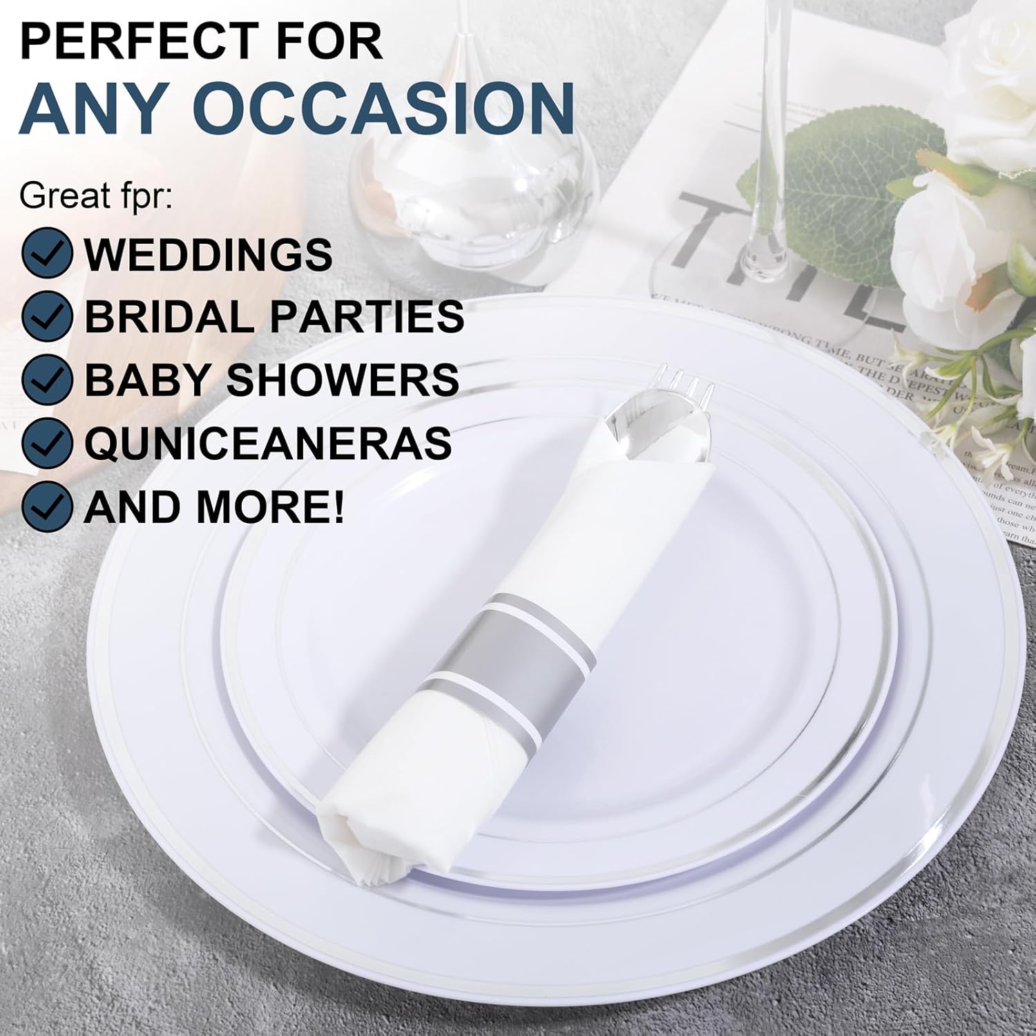 Joyido 200 Guest Pre-Rolled Plastic Cutlery Set with Napkins