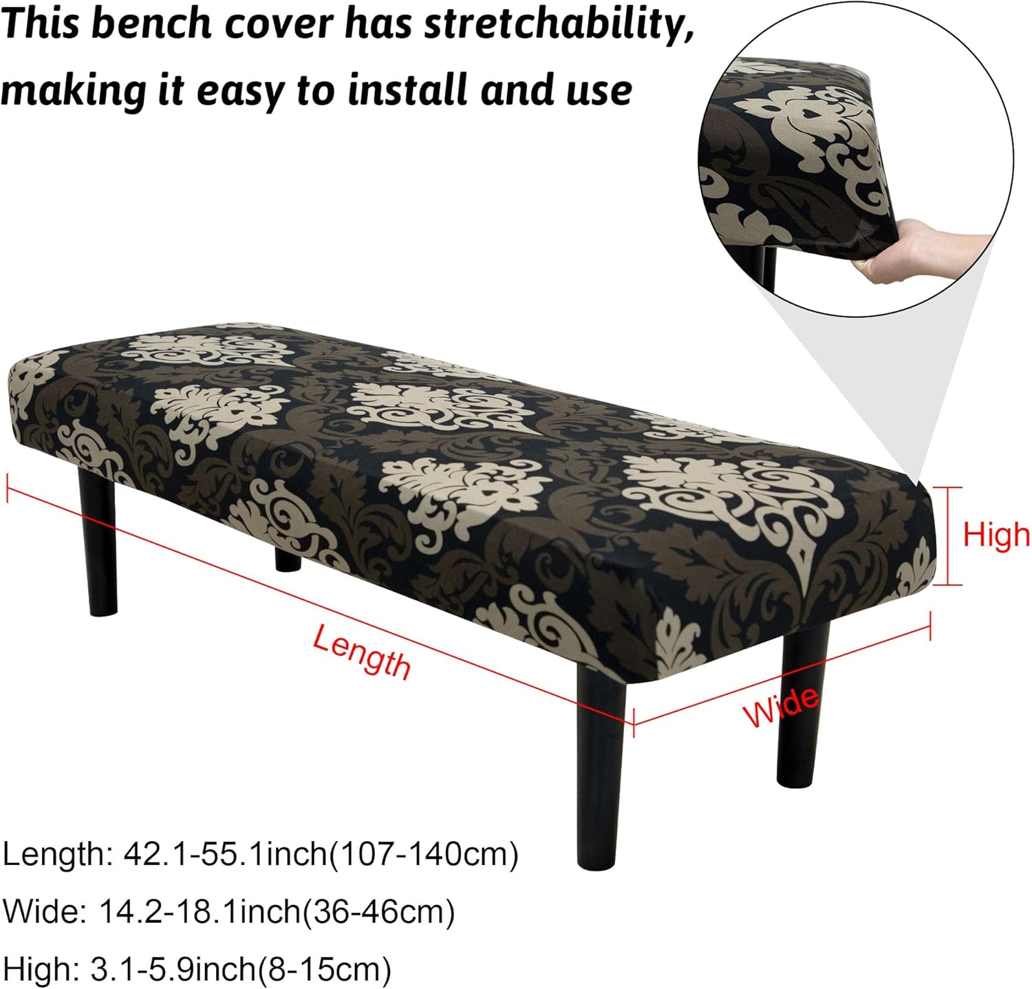 Stretch Bench Covers with Anti-Slip Design and Royal Print
