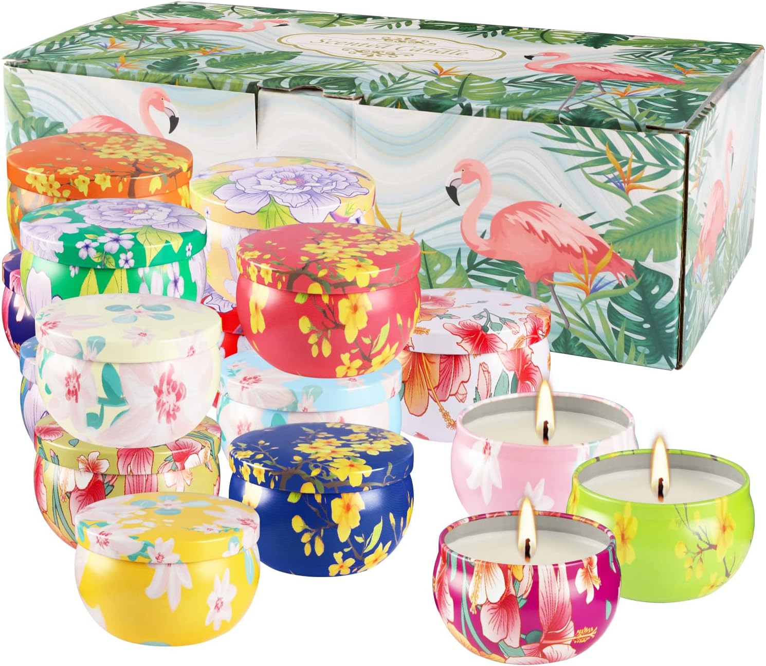 16 Pack 25oz Ladies Scented Candle Flower Set