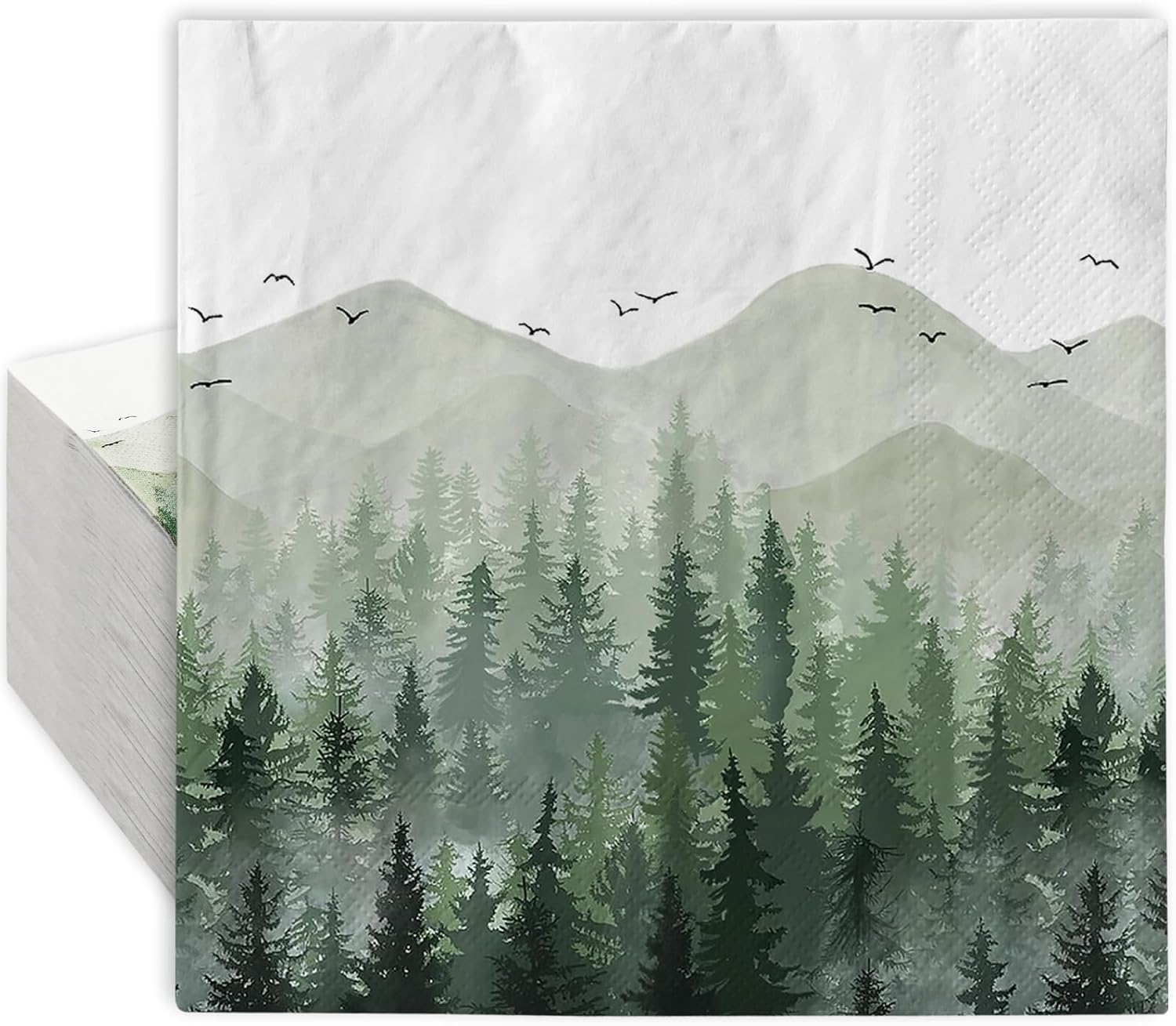 AnyDesign 80 Pack Green Misty Forest Paper Napkins