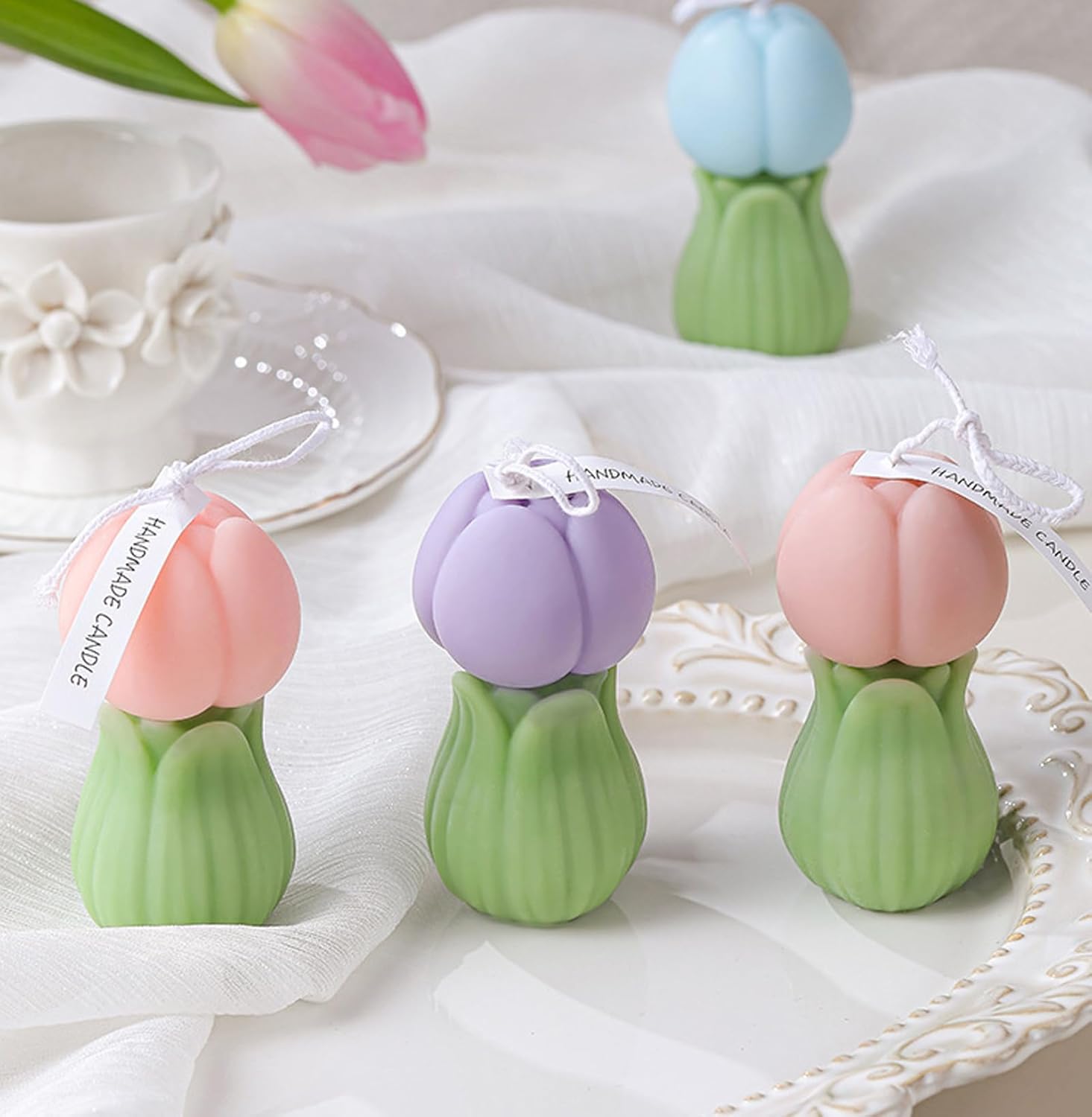 Tulip Flower Shaped Soy Wax Aromatherapy Candle Pink