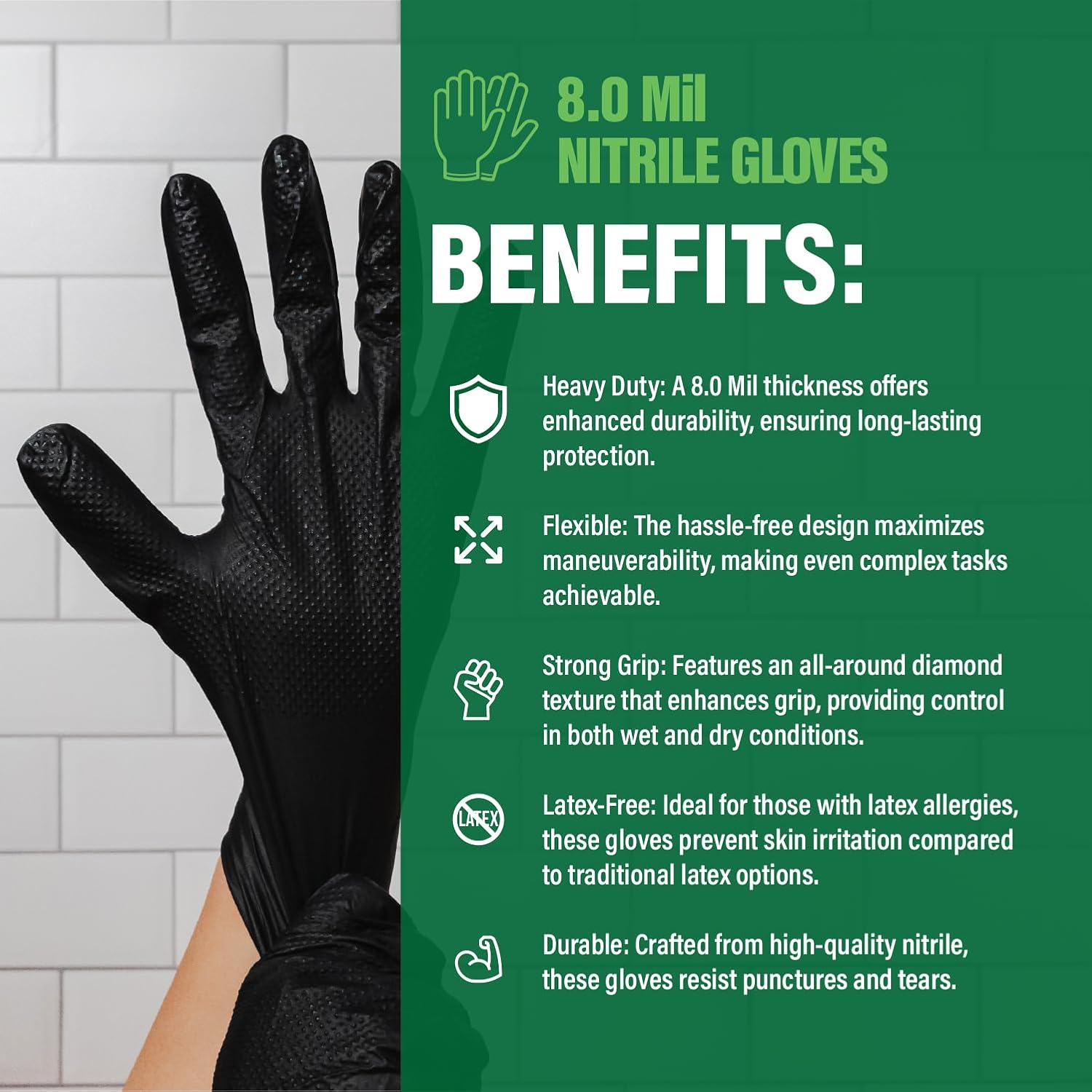 Humboldts Secret Black Nitrile Gloves Disposable Latex Free Powder Free
