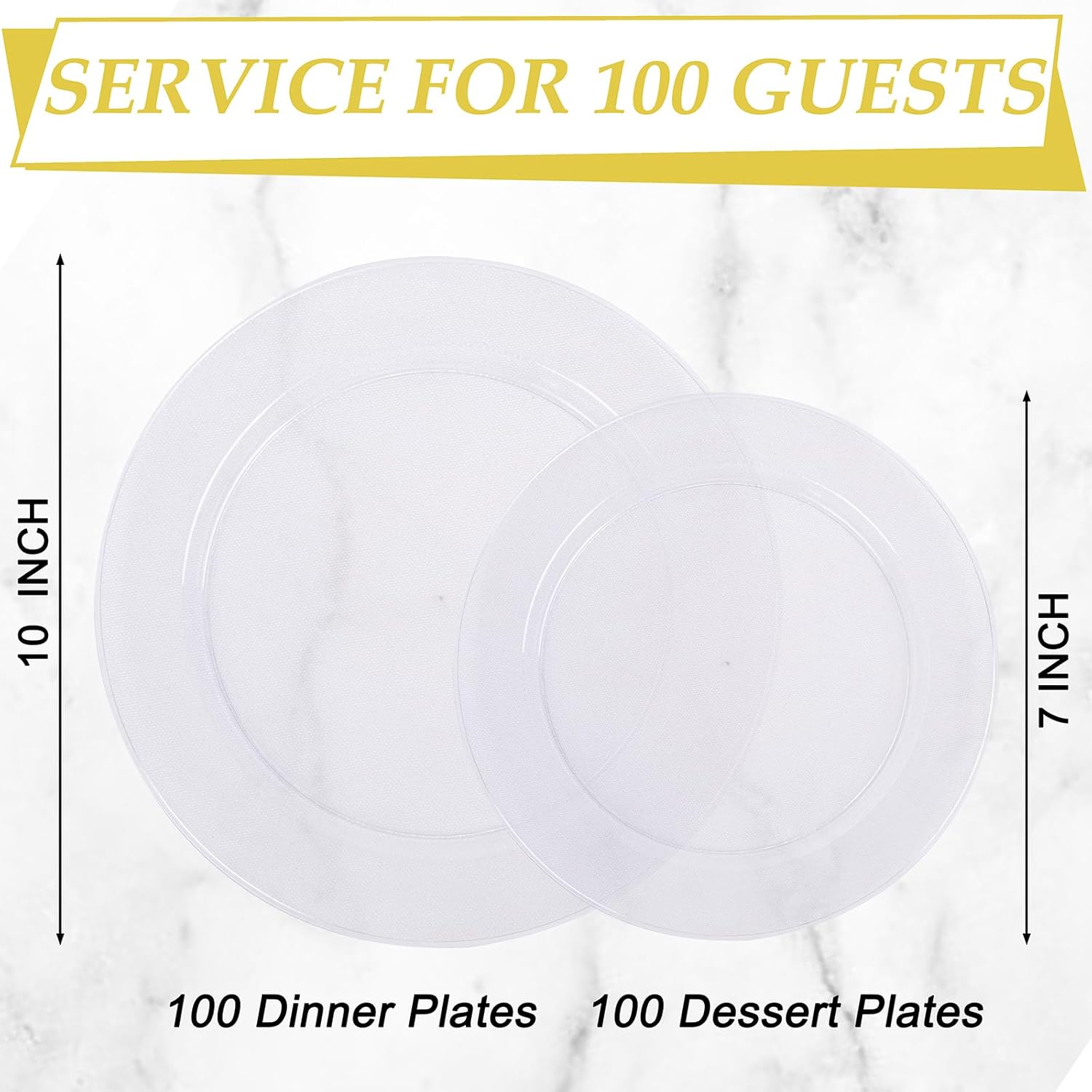 FLOWERCAT 200PCS Clear Plastic Plates for Parties