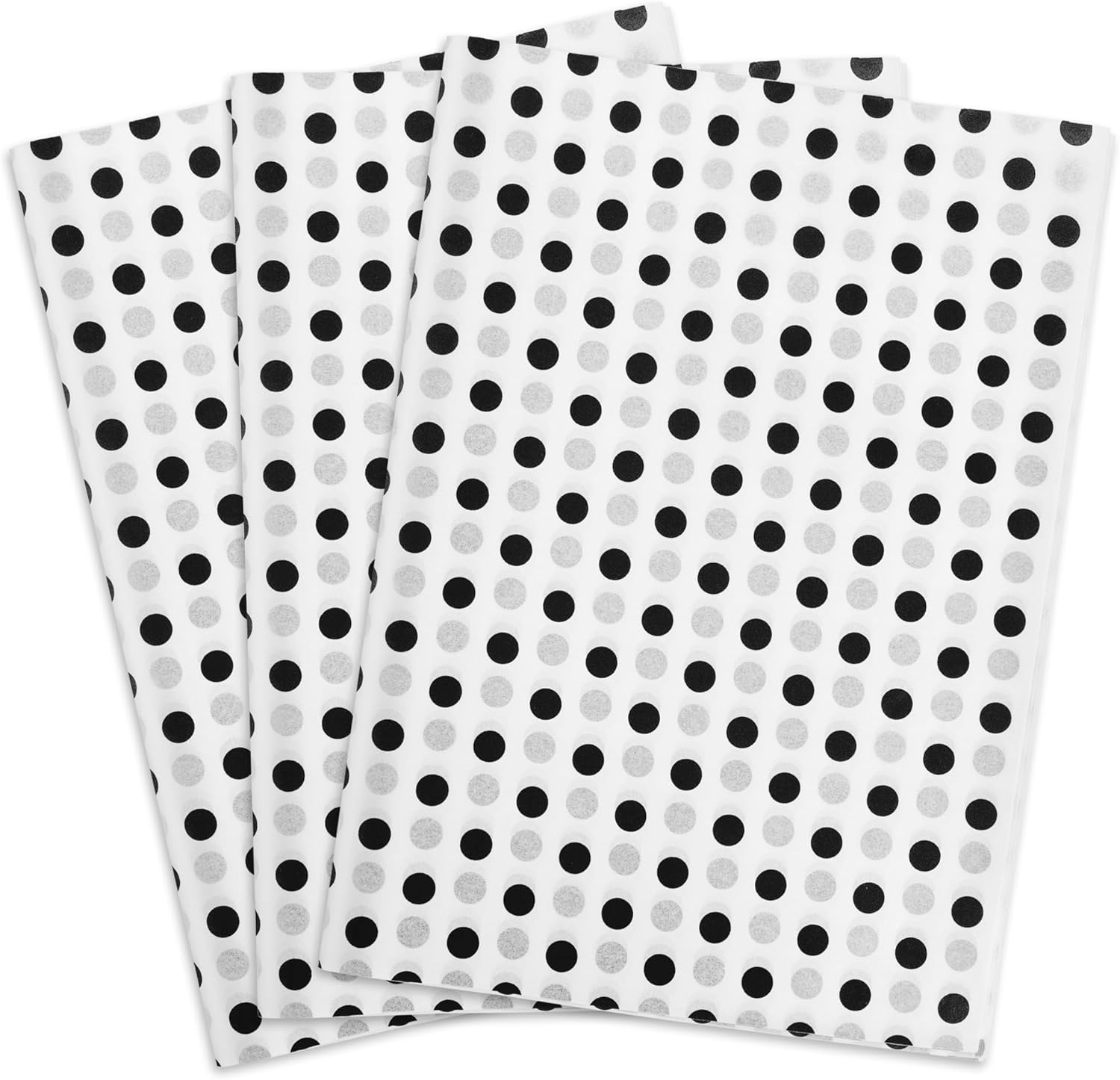 MR FIVE 60 Sheets Black Polka Dot Tissue Paper 14x20