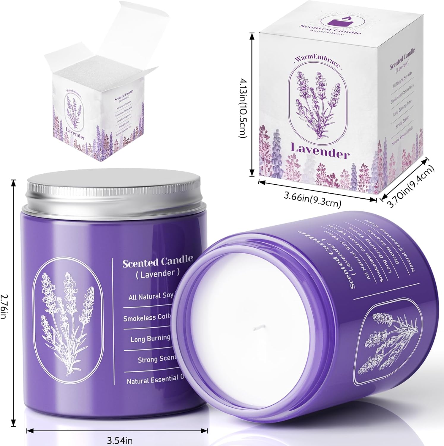 WarmEmbrace Lavender Candle 76 Oz Purple Jar