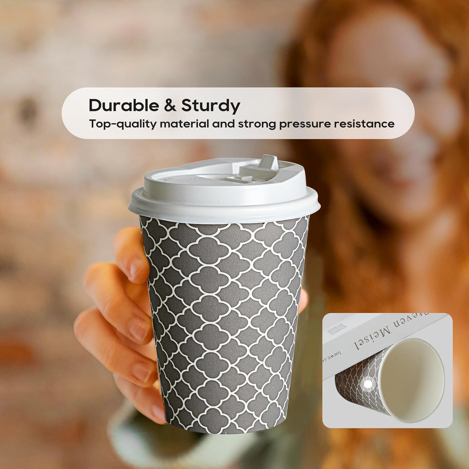 Jolly Party 12 oz Disposable Coffee Cups with Lids 100 Set