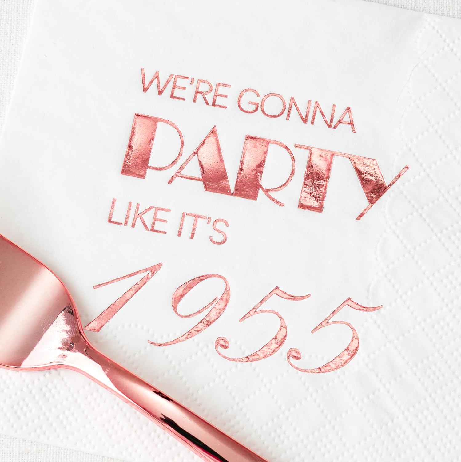Crisky 70th Birthday Rose Gold Cocktail Napkins 50 Pcs 3-Ply
