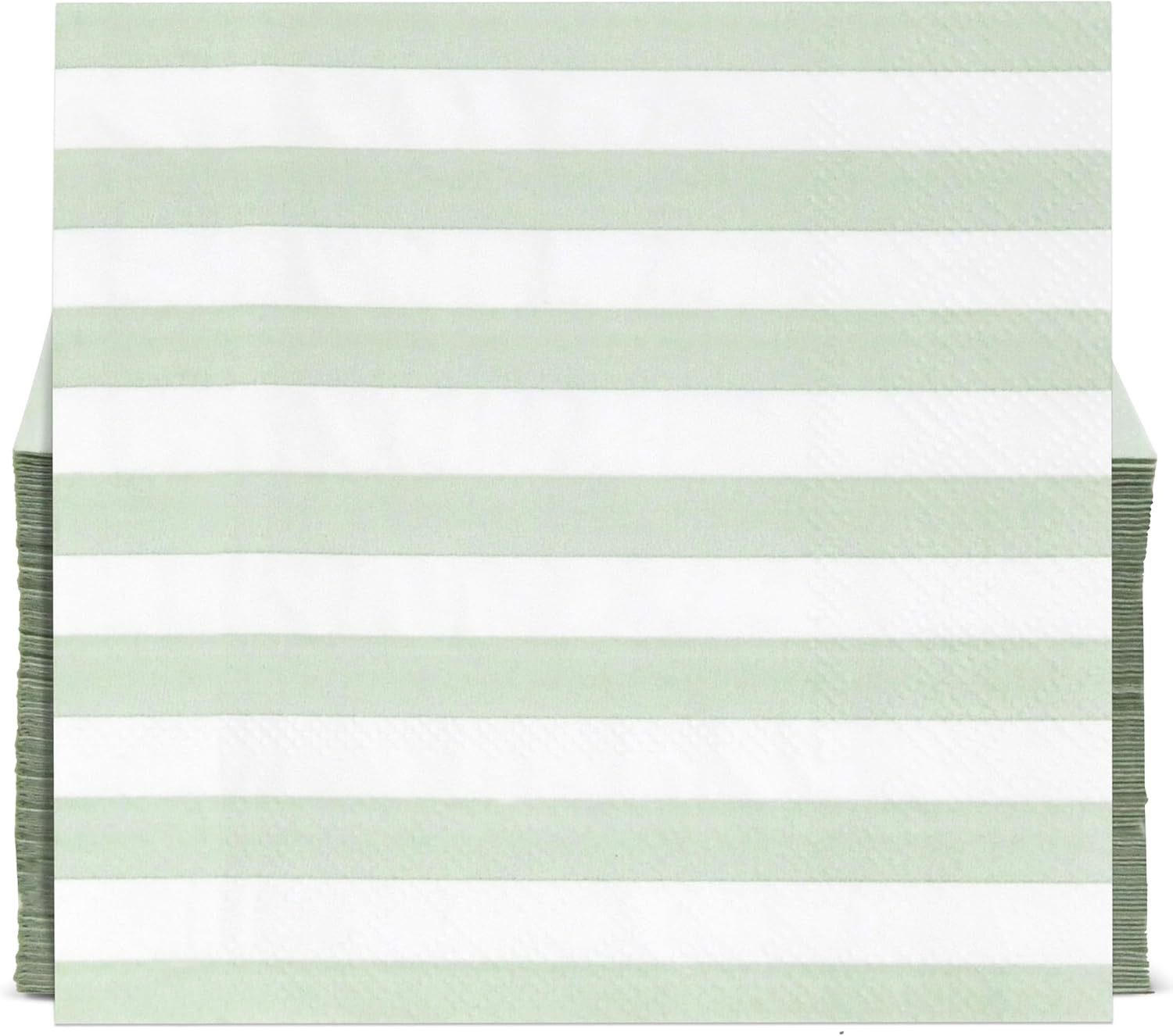 100 Pcs Sage Green White Stripe Cocktail Napkins for Party Supplies