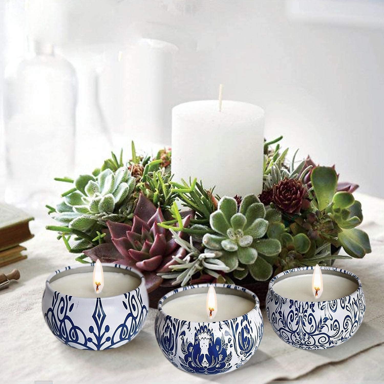 Set of 16 Travel Tin Jar Candles for Home
