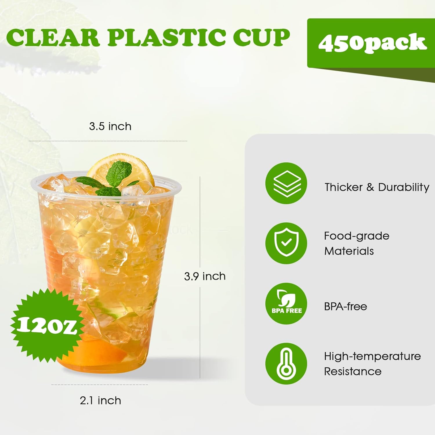 Lilymicky 450 Pack 12 oz Clear Plastic Cups